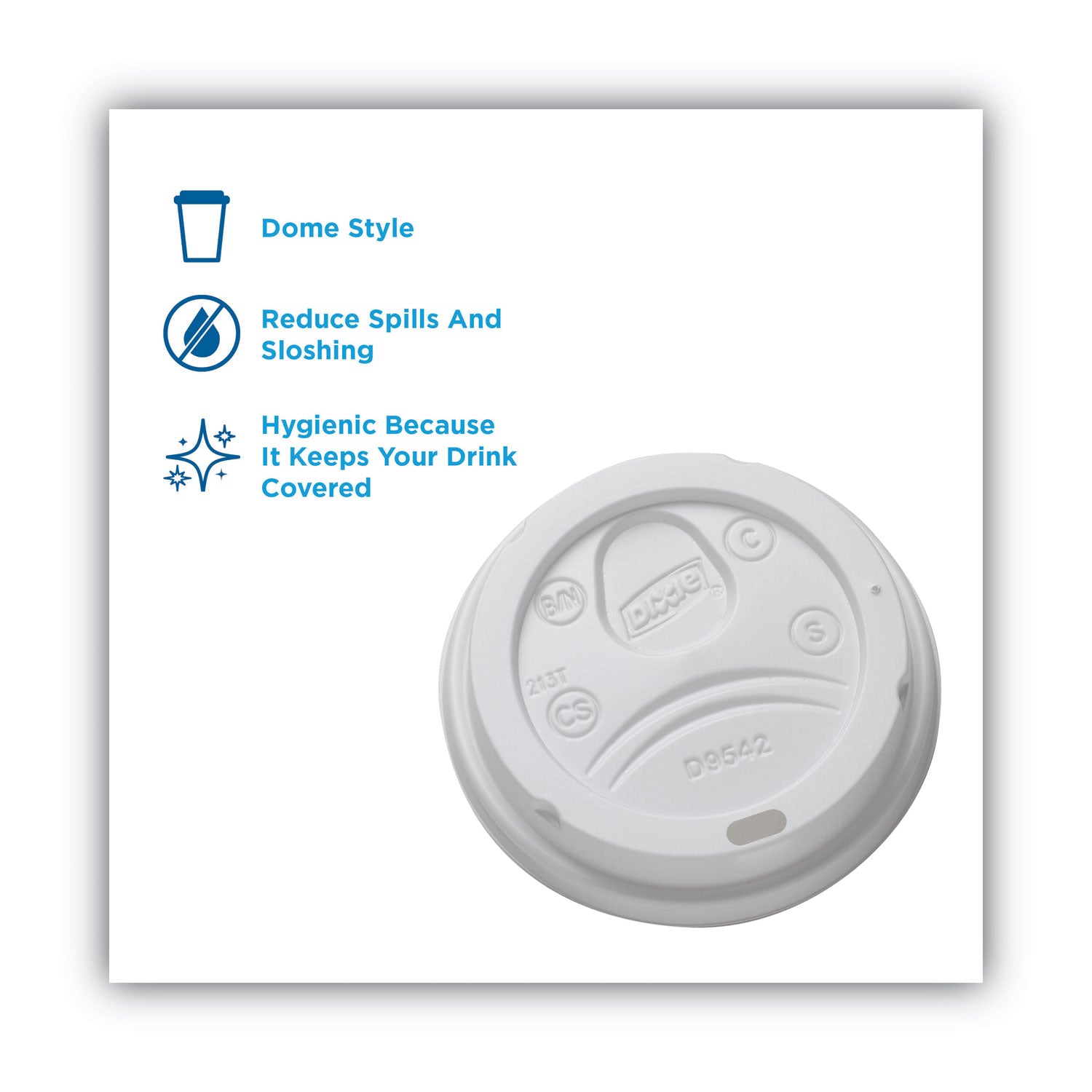 DIXIE FOOD SERVICE Dome Drink-Thru Lids, Fits 10 oz to 16 oz Paper Hot Cups, White, 1,000/Carton - Flipcost