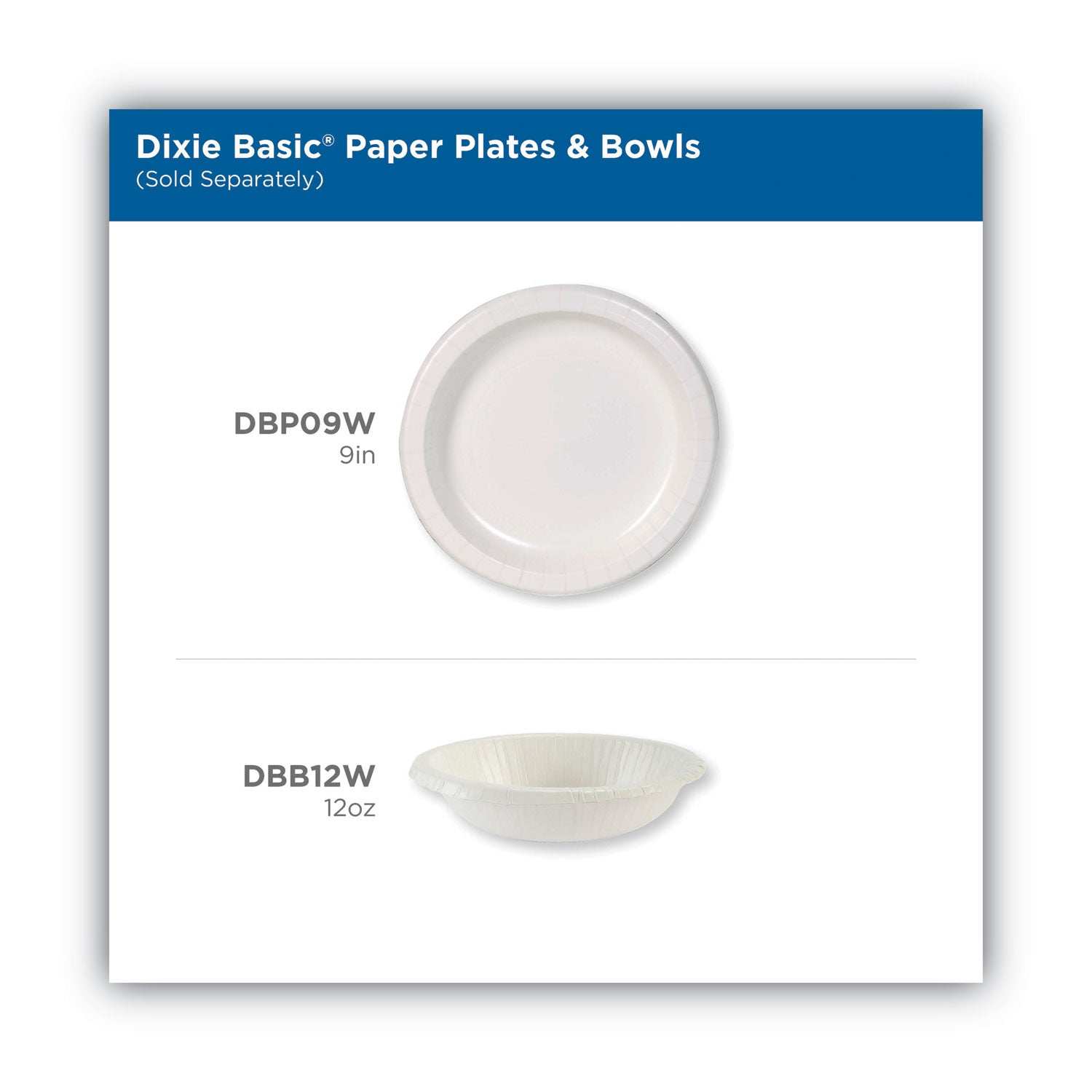 Dixie® Paper Dinnerware, Plates, White, 8.5" dia, 125/Pack, 4/Carton