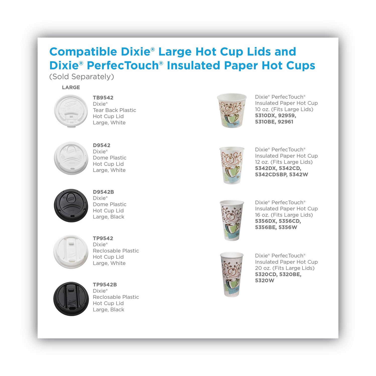 Dixie® Dome Drink-Thru Lids, Fits 10 oz to 16 oz Paper Hot Cups, White, 1,000/Carton