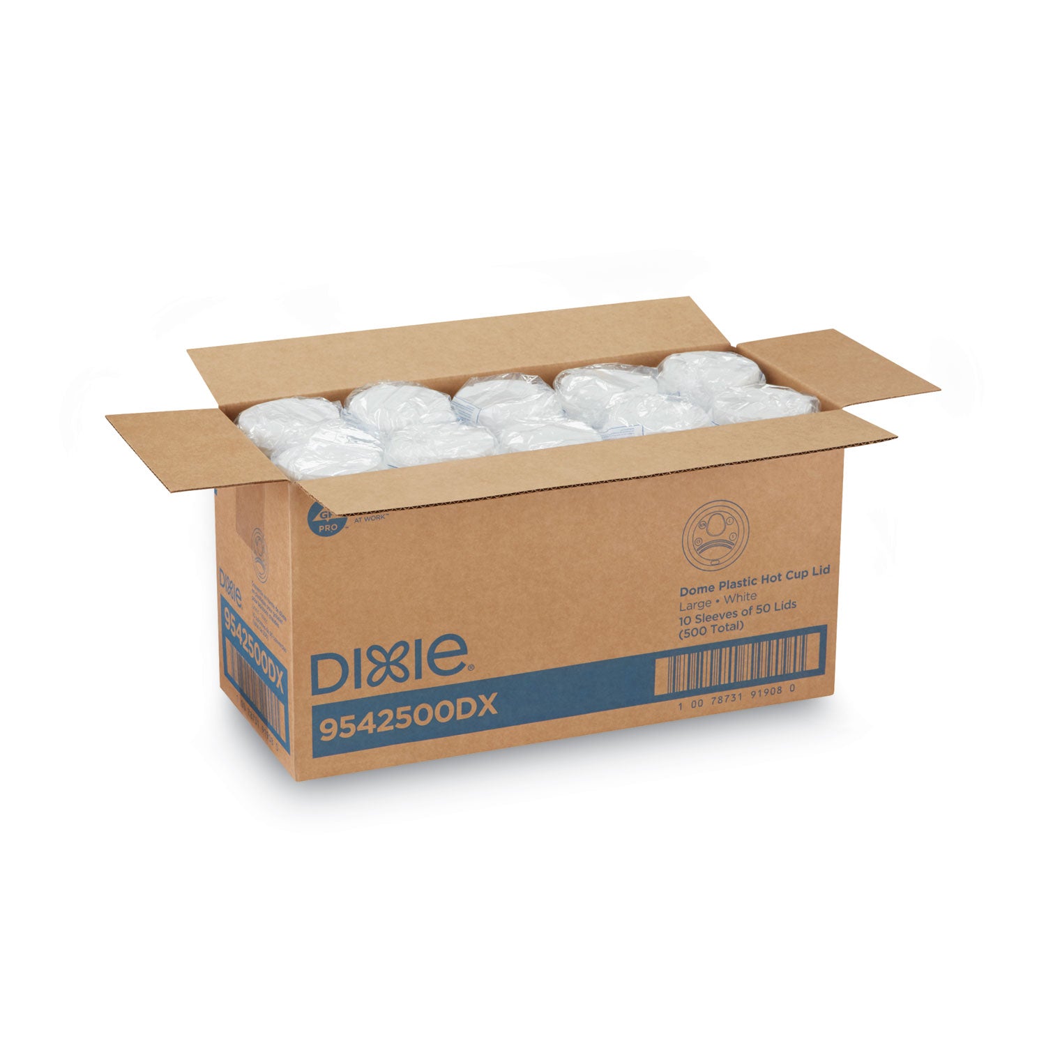 Dixie® White Dome Lid Fits 10 oz to 16 oz Perfectouch Cups, 12 oz to 20 oz Hot Cups, WiseSize, 500/Carton