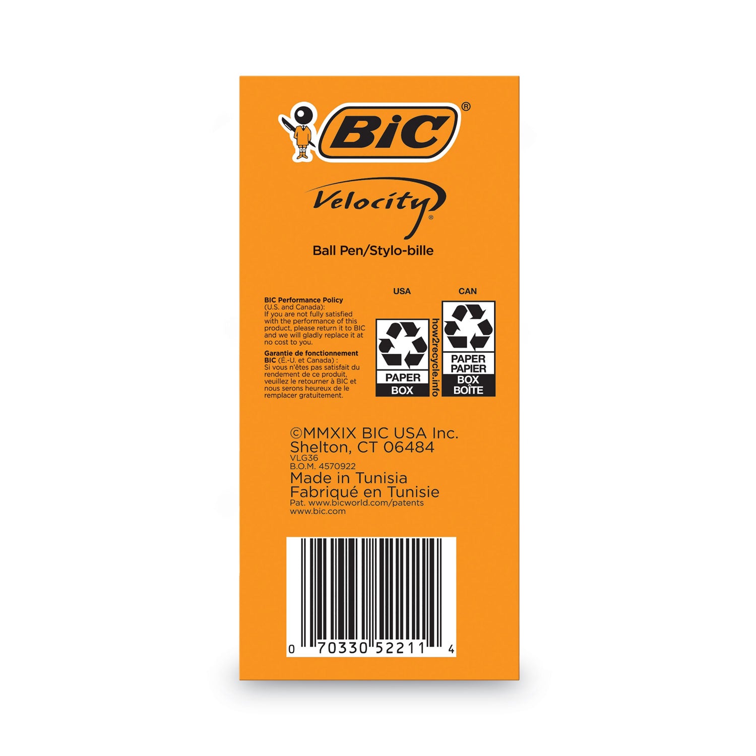 BIC® Velocity Easy Glide Ballpoint Pen Value Pack, Retractable, Medium 1 mm, Blue Ink, Translucent Blue Barrel, 36/Pack