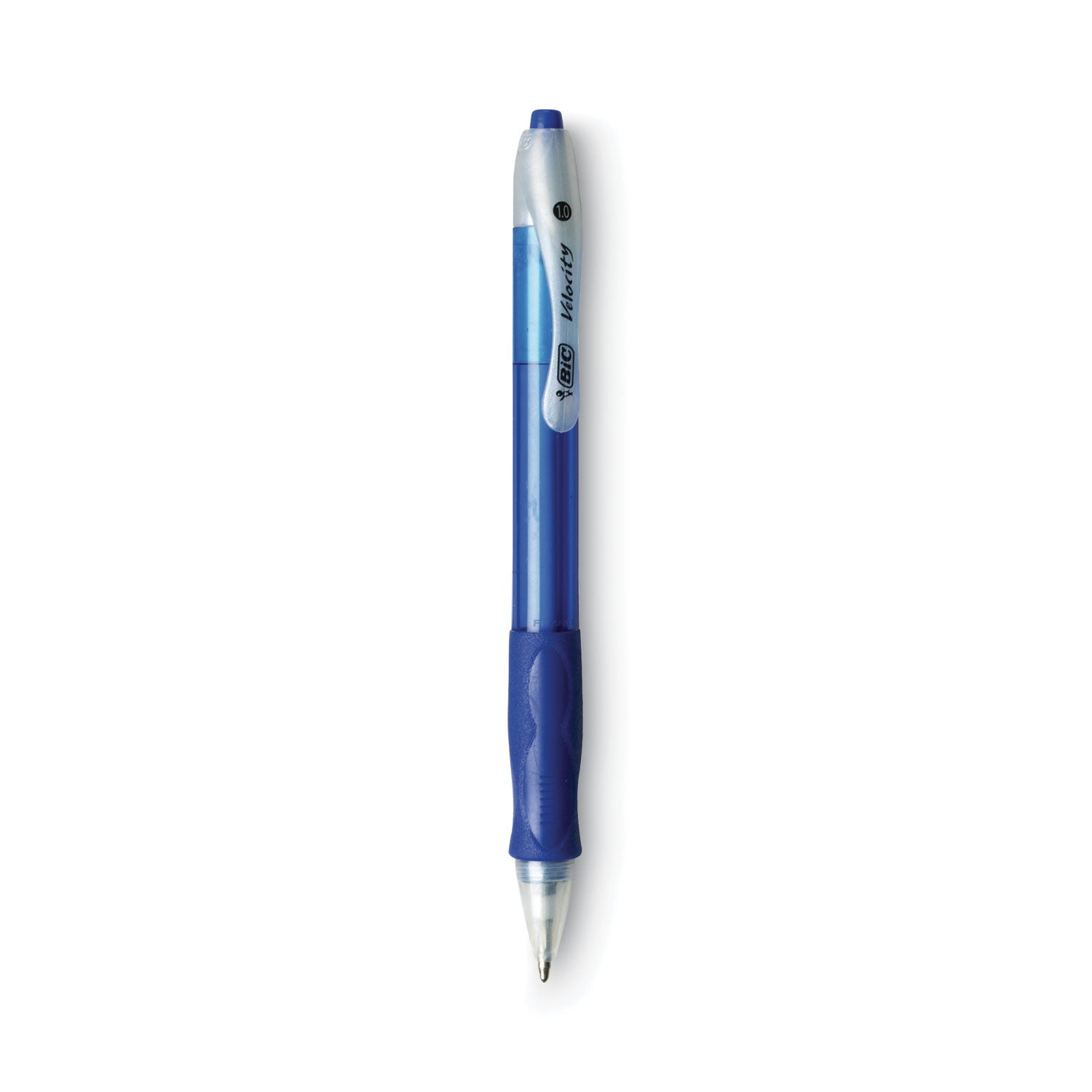 BIC® Velocity Easy Glide Ballpoint Pen Value Pack, Retractable, Medium 1 mm, Blue Ink, Translucent Blue Barrel, 36/Pack