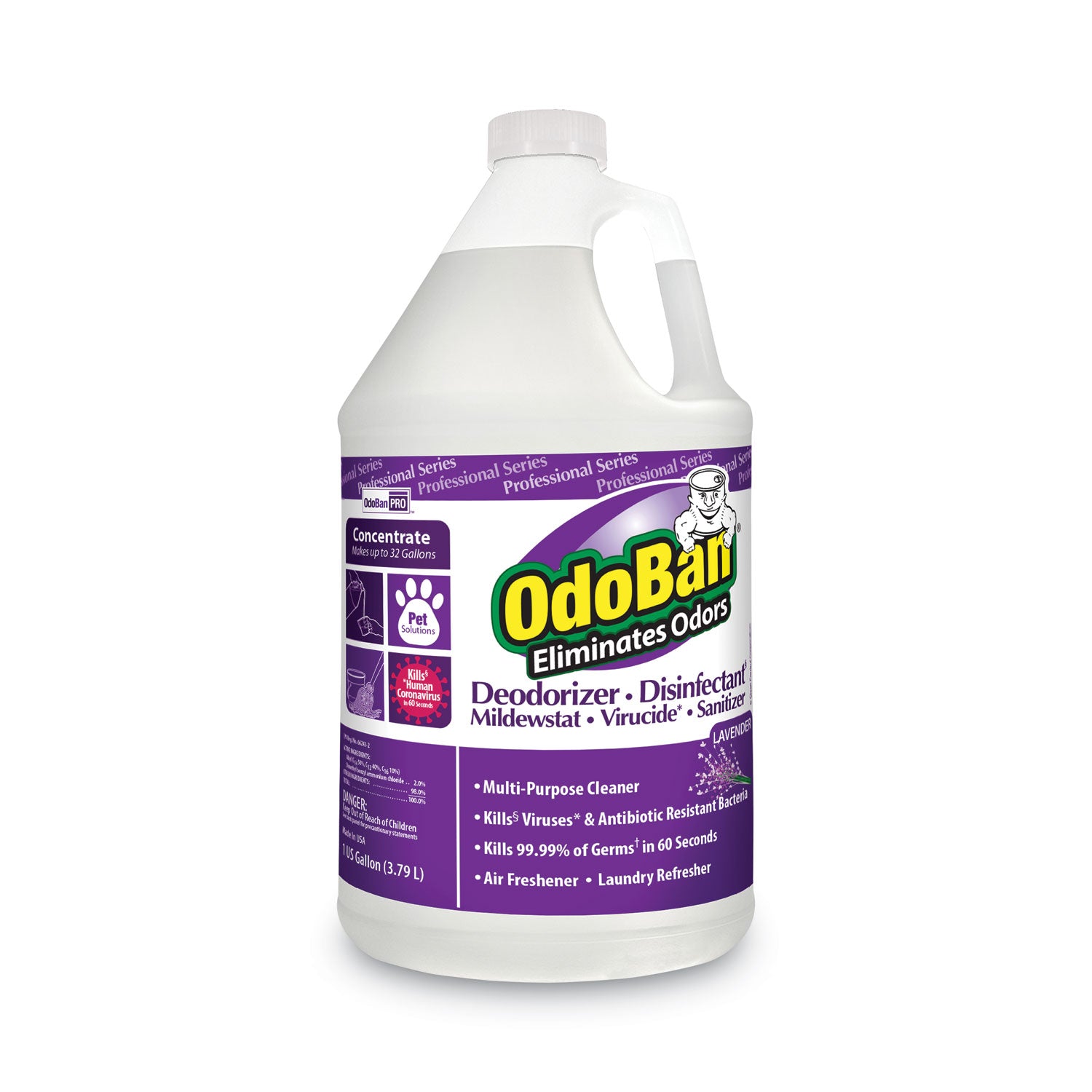 Concentrate Odor Eliminator and Disinfectant, Lavender Scent, 1 gal Bottle, 4/Carton