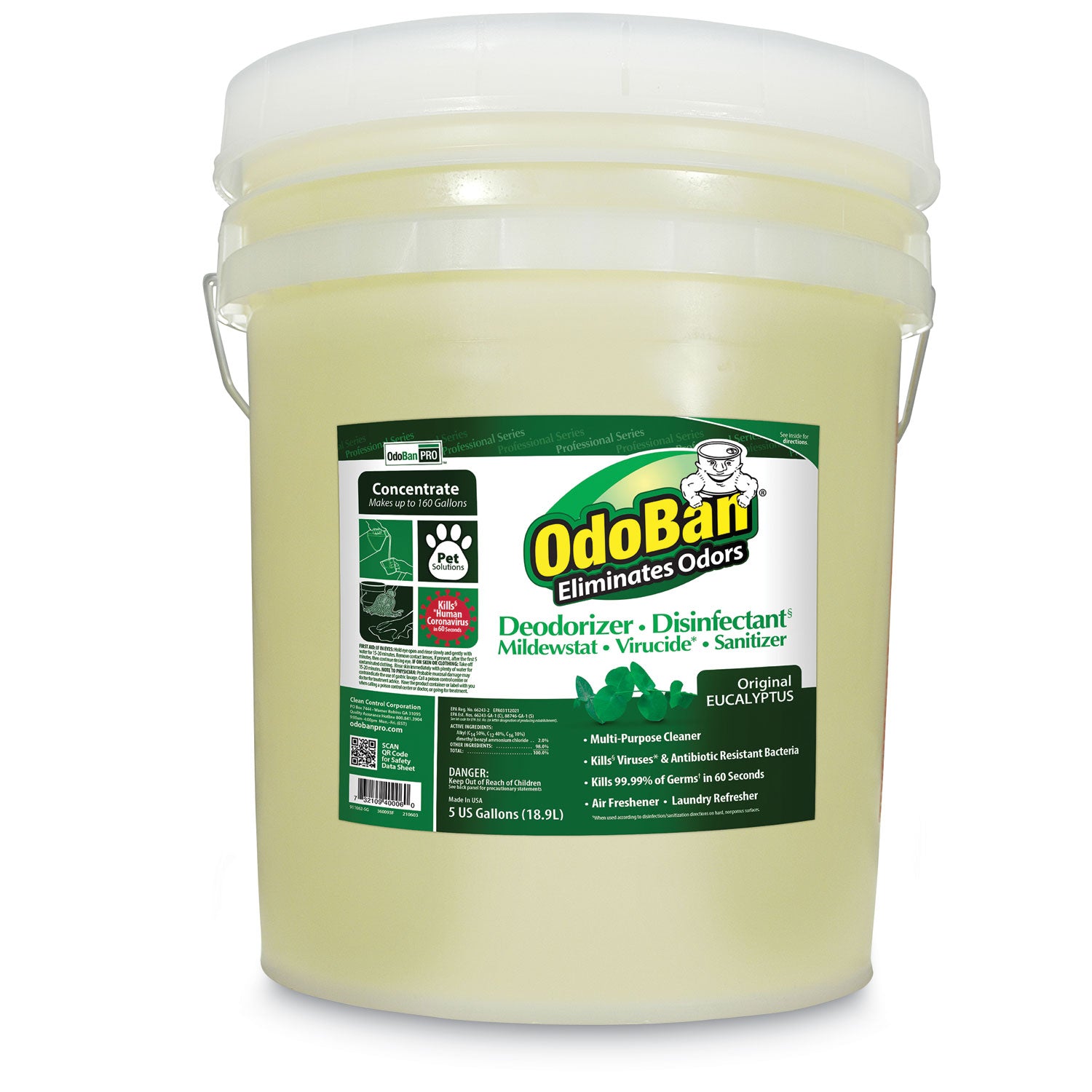 Concentrated Odor Eliminator and Disinfectant, Eucalyptus, 5 gal Pail