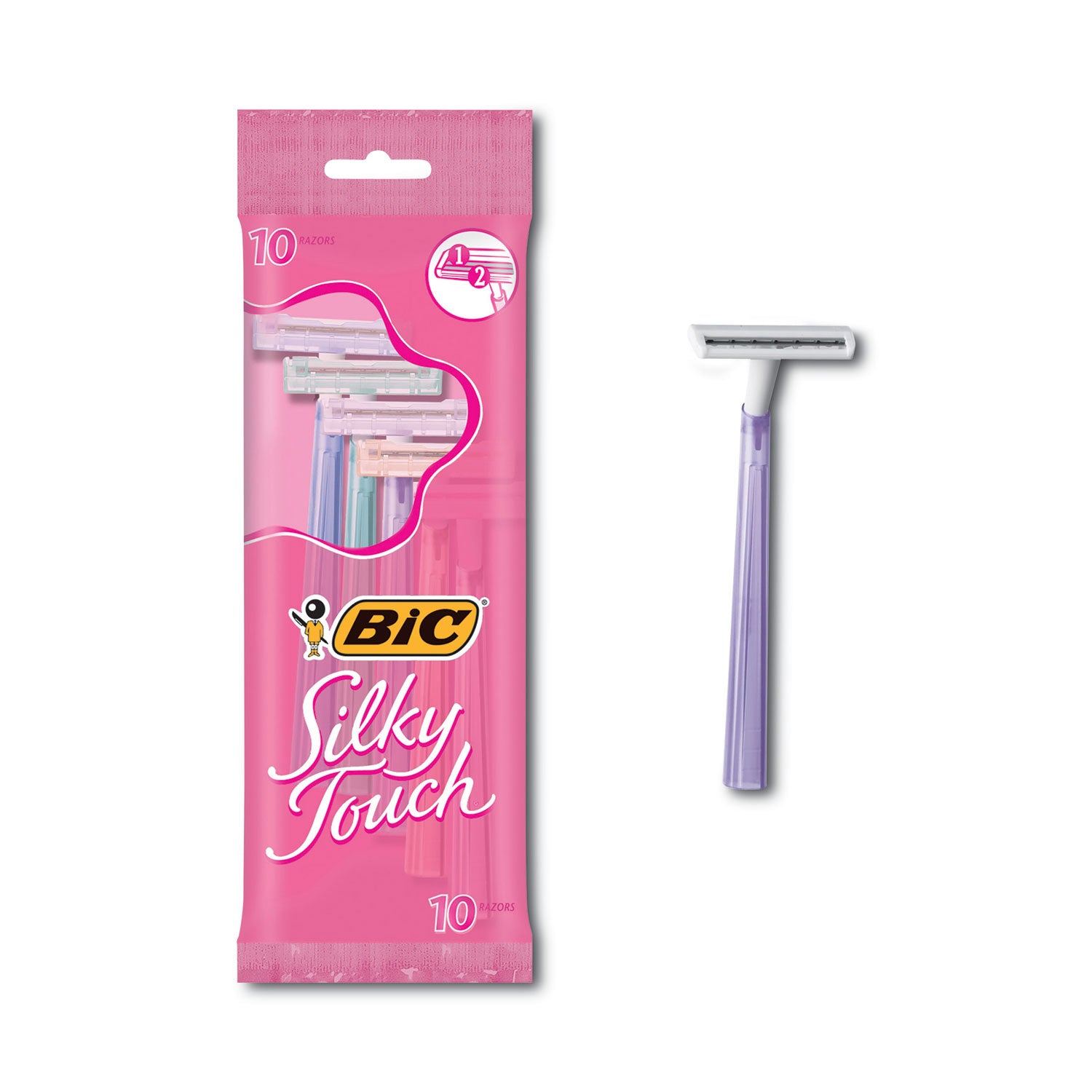 Silky Touch Women’s Disposable Razor, 2 Blades, Assorted Colors, 10/Pack