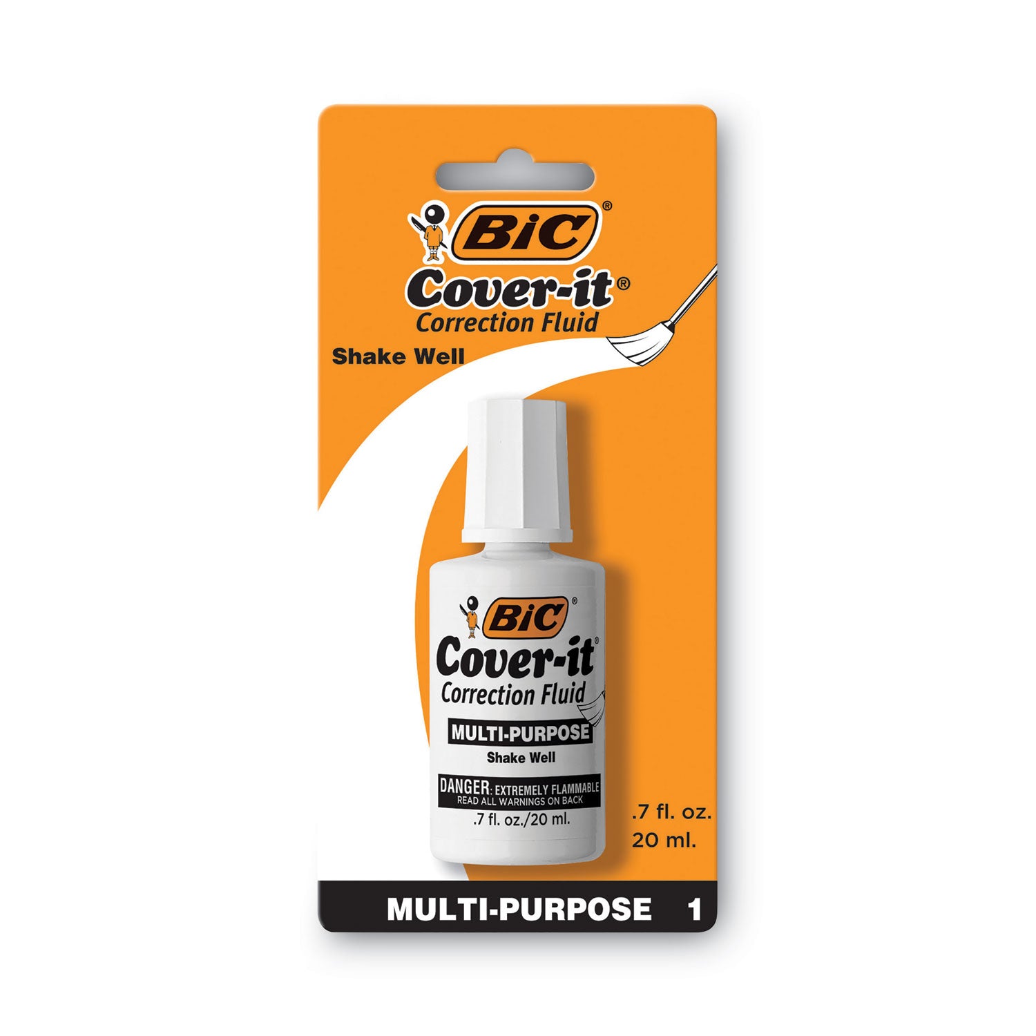 BIC® Cover-It Correction Fluid, 20 ml Bottle, White, Dozen