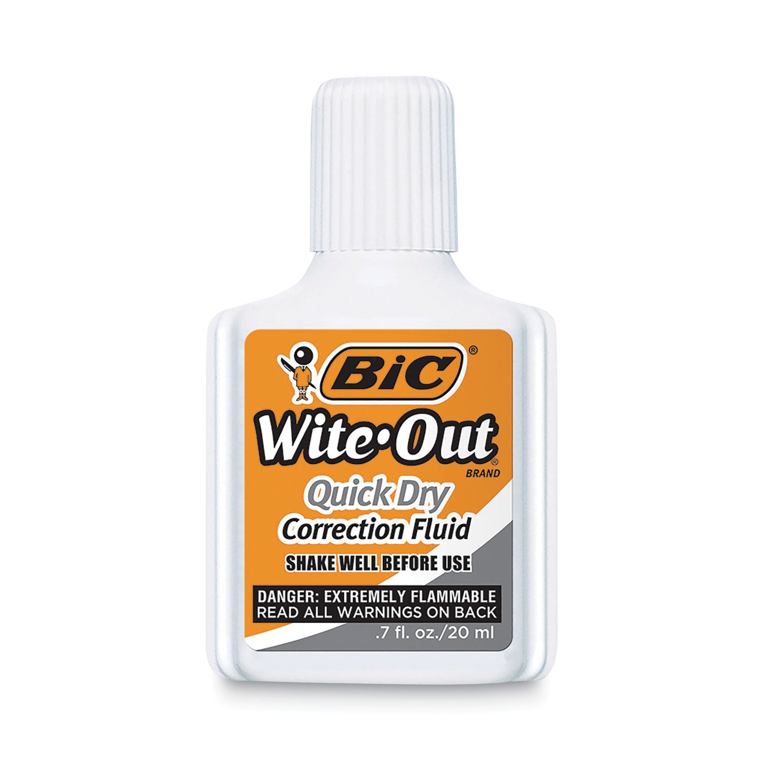 BIC® Wite-Out Quick Dry Correction Fluid, 20 mL Bottle, White, 3/Pack