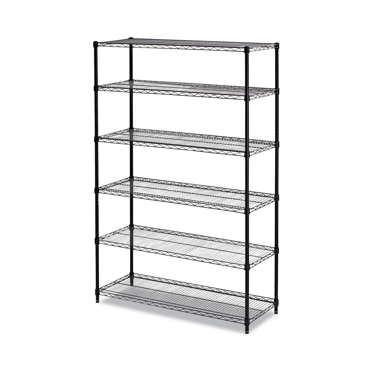 NSF Certified 6-Shelf Wire Shelving Kit, 48w x 18d x 72h, Black