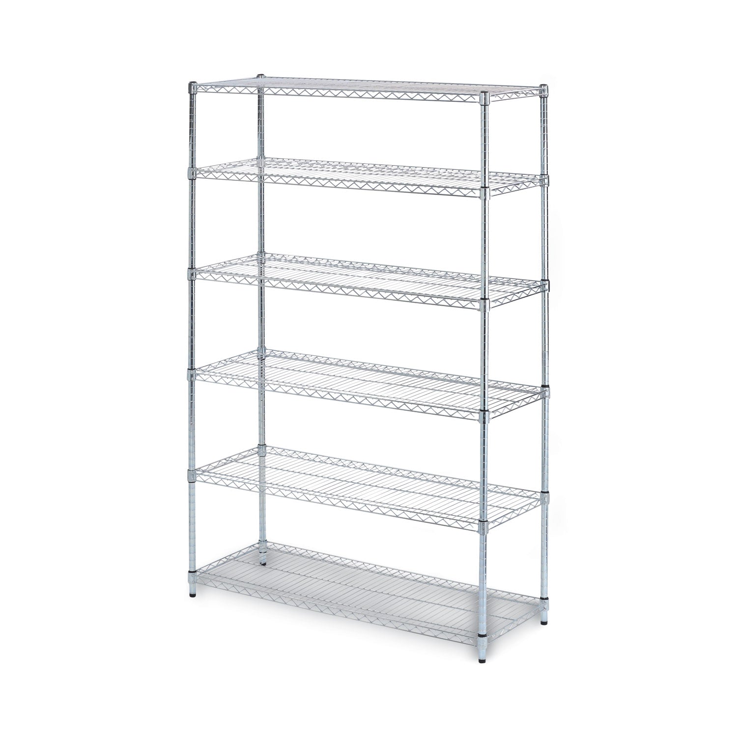 NSF Certified 6-Shelf Wire Shelving Kit, 48w x 18d x 72h, Silver