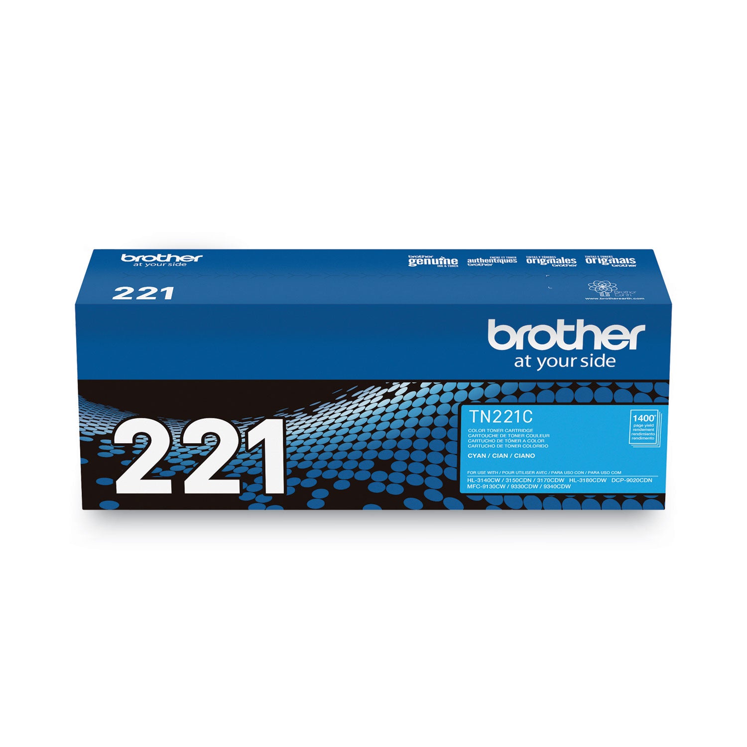 Brother TN221C Toner, 1,400 Page-Yield, Cyan