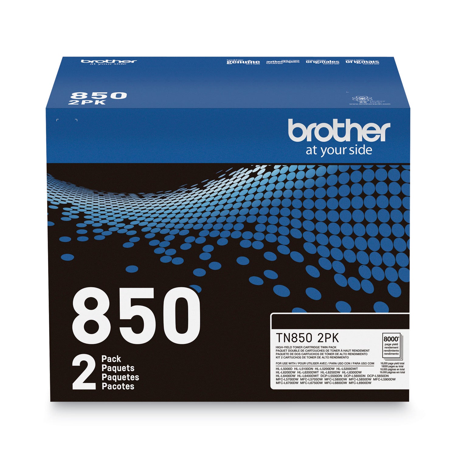 Brother TN8502PK High-Yield Toner, 8,000 Page-Yield, Black, 2/Pack