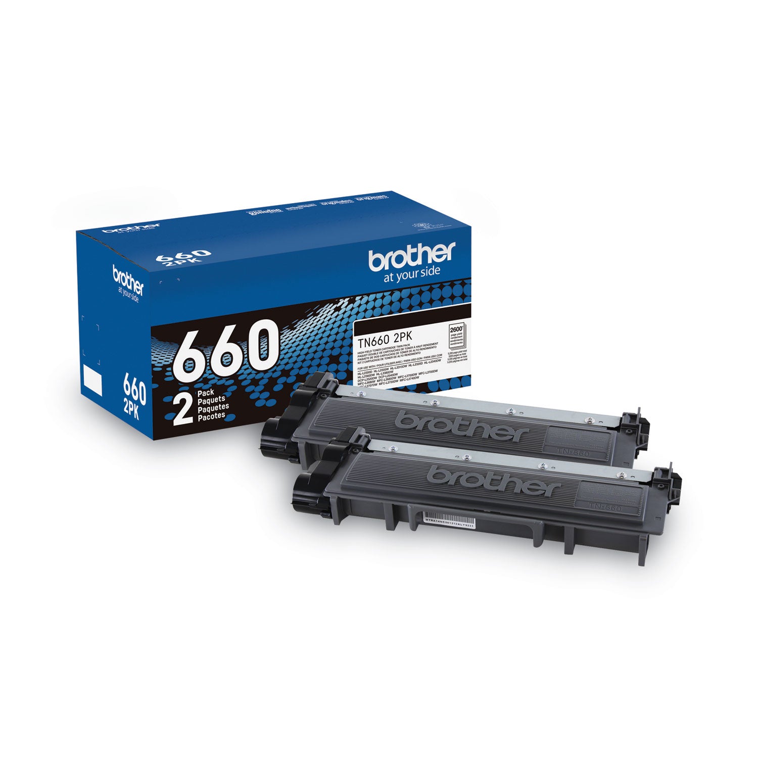 TN6602PK High-Yield Toner, 2,600 Page-Yield, Black, 2/Pack