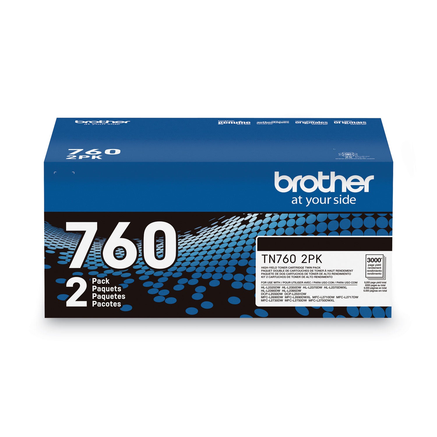 Brother TN7602PK High-Yield Toner, 3,000 Page-Yield, Black, 2/Pack