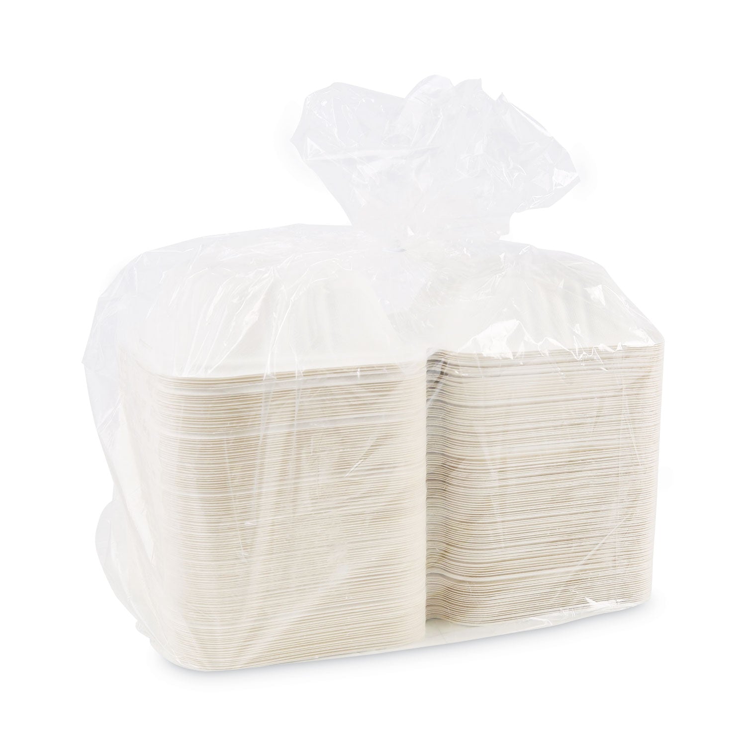 Bagasse Food Containers, Hinged-Lid, 1-Compartment 6 x 6 x 3.19, White, Sugarcane, 125/Sleeve, 4 Sleeves/Carton Boardwalk® Flipcost