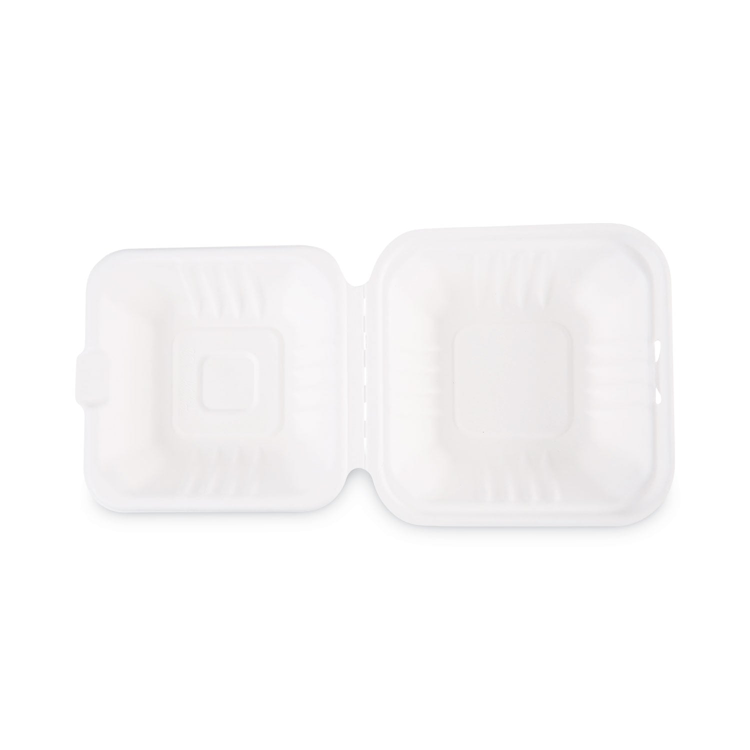 Bagasse Food Containers, Hinged-Lid, 1-Compartment 6 x 6 x 3.19, White, Sugarcane, 125/Sleeve, 4 Sleeves/Carton Boardwalk® Flipcost