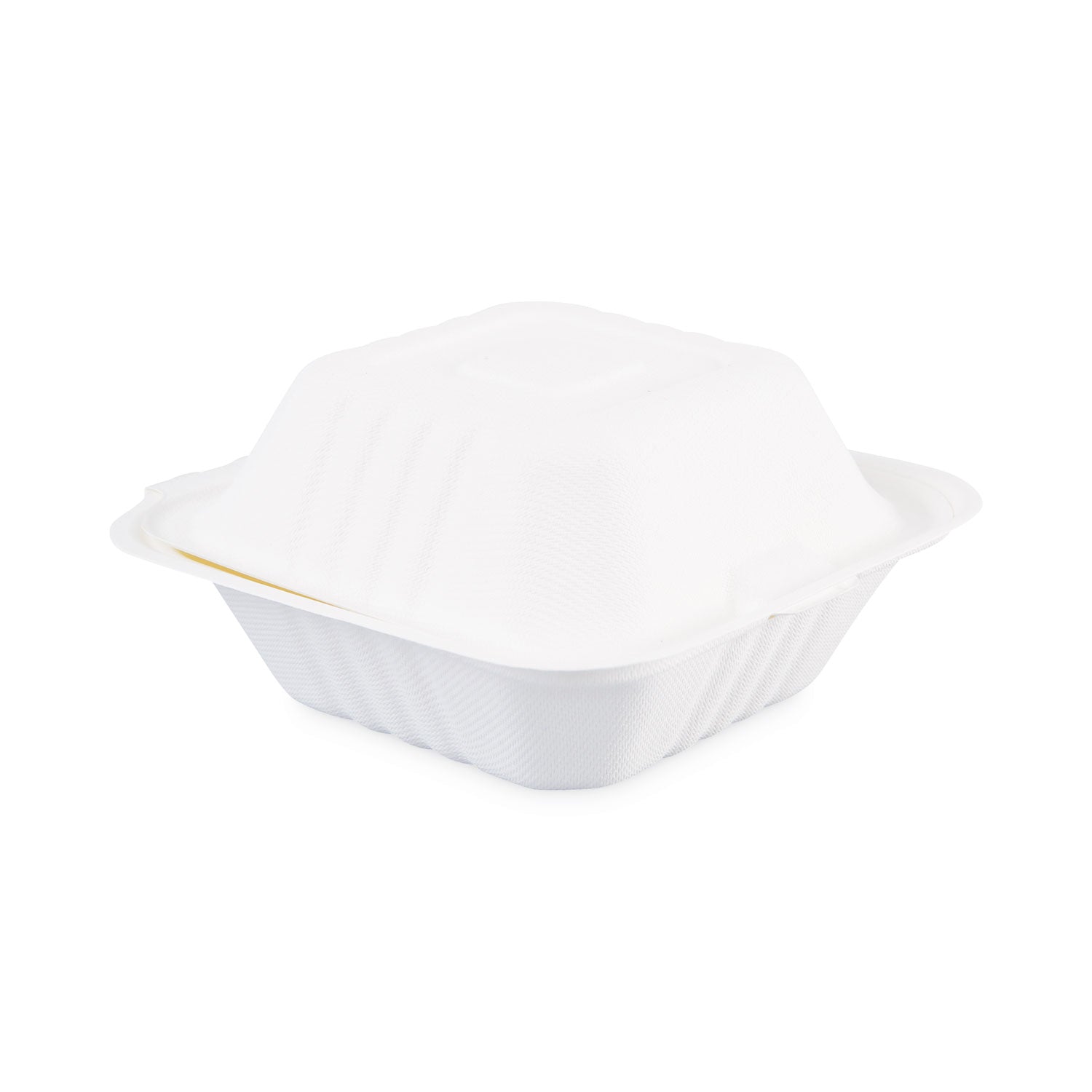 Bagasse Food Containers, Hinged-Lid, 1-Compartment 6 x 6 x 3.19, White, Sugarcane, 125/Sleeve, 4 Sleeves/Carton Boardwalk® Flipcost