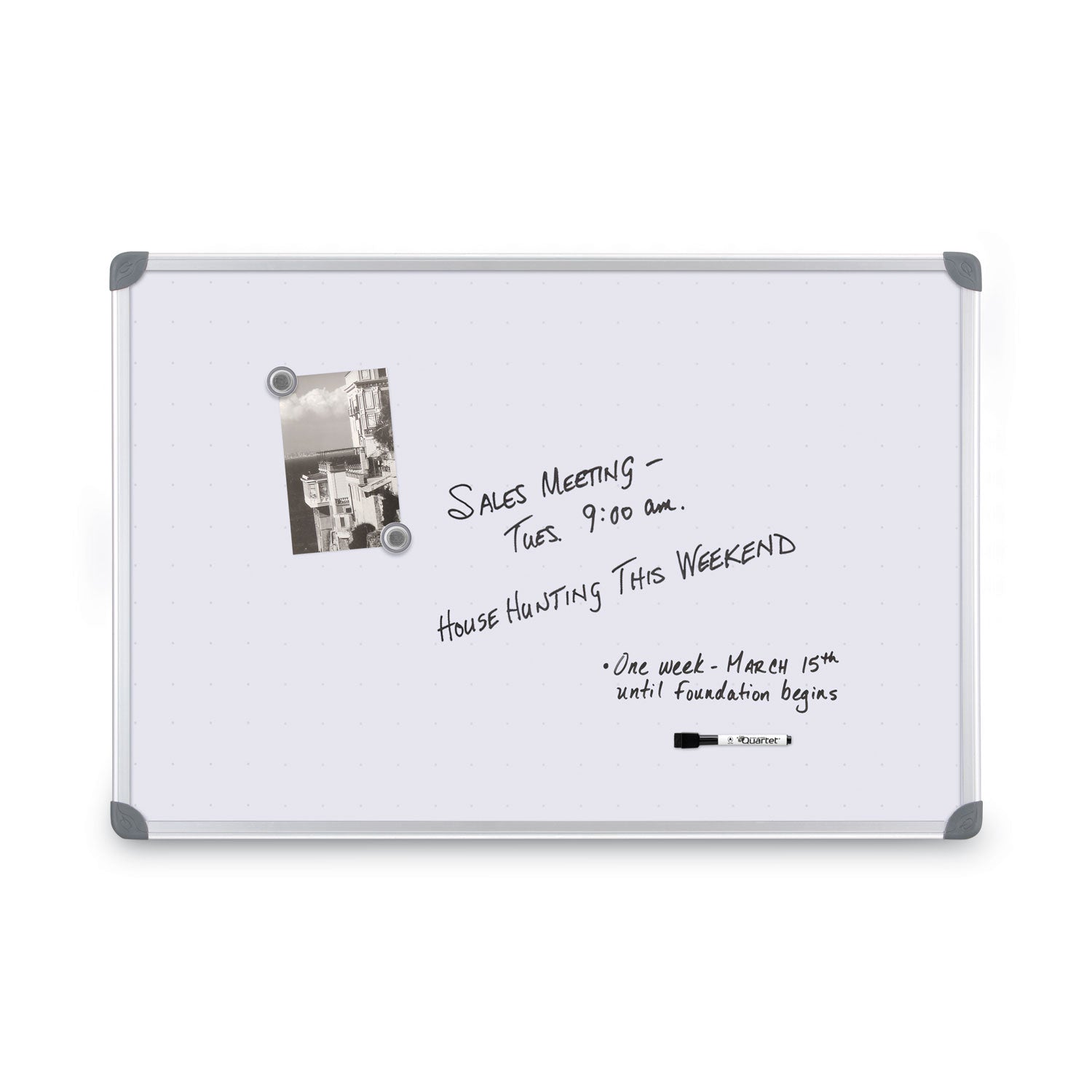 Quartet® Euro-Style Magnetic Dry-Erase Aluminum Frame Boards, 36 x 24, White Surface, Silver Aluminum Frame