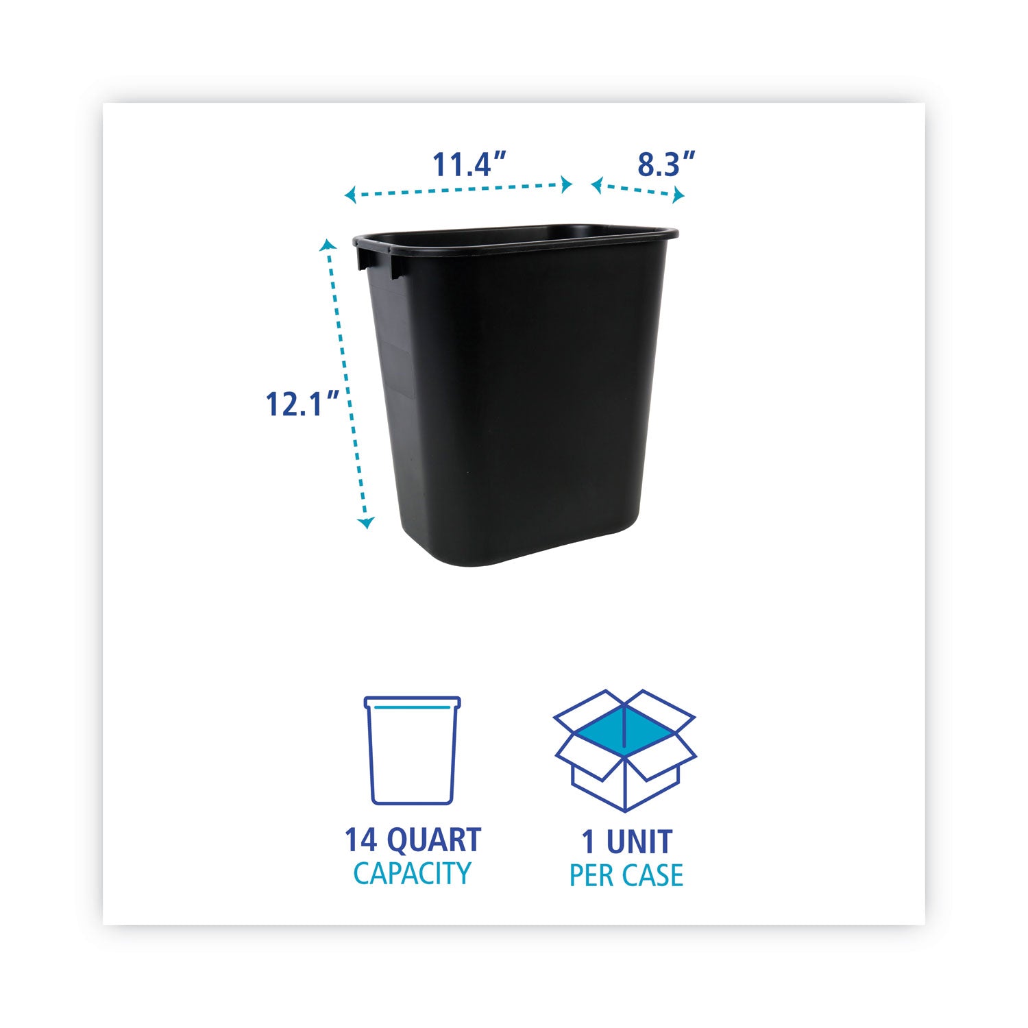 Soft-Sided Wastebasket, 14 qt, Plastic, Black Boardwalk® Flipcost