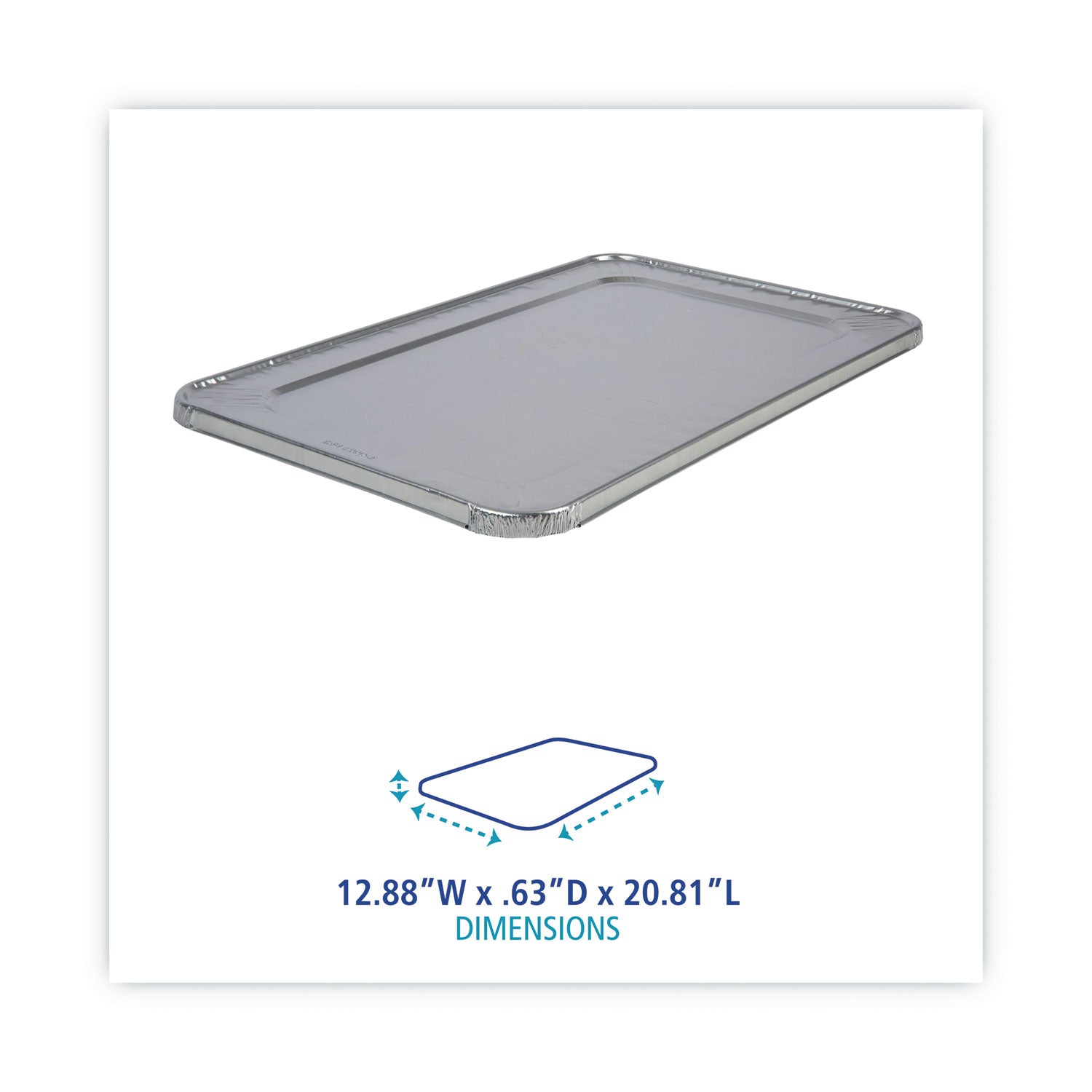 Boardwalk® Aluminum Steam Table Pan Lids, Fits Full-Size Deep Pan, 380 Gauge, 0.63" Deep, 12.88 x 20.81, 50/Carton