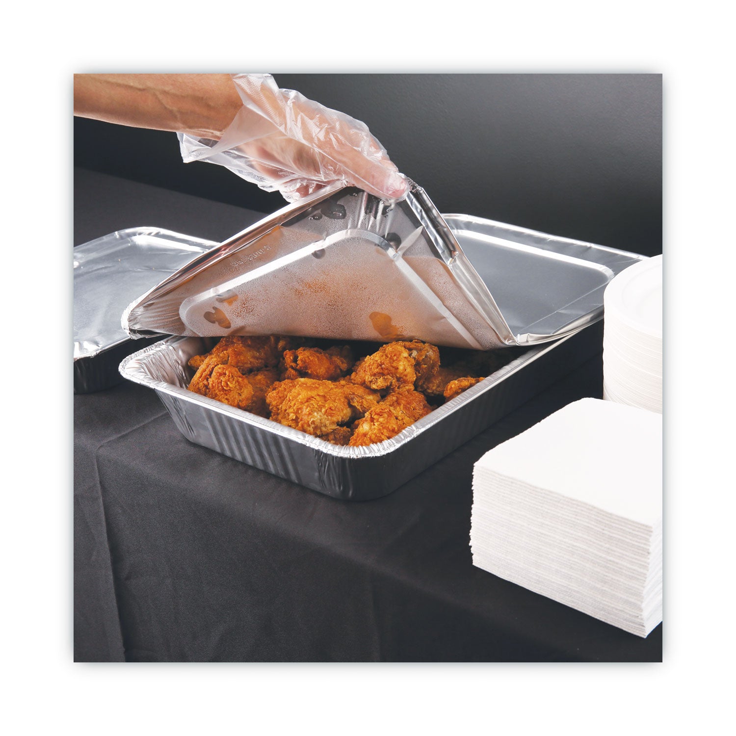 Boardwalk® Aluminum Steam Table Pan Lids, Fits Full-Size Deep Pan, 380 Gauge, 0.63" Deep, 12.88 x 20.81, 50/Carton