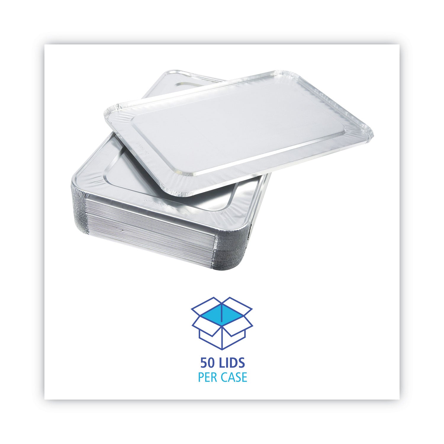 Boardwalk® Aluminum Steam Table Pan Lids, Fits Full-Size Deep Pan, 380 Gauge, 0.63" Deep, 12.88 x 20.81, 50/Carton