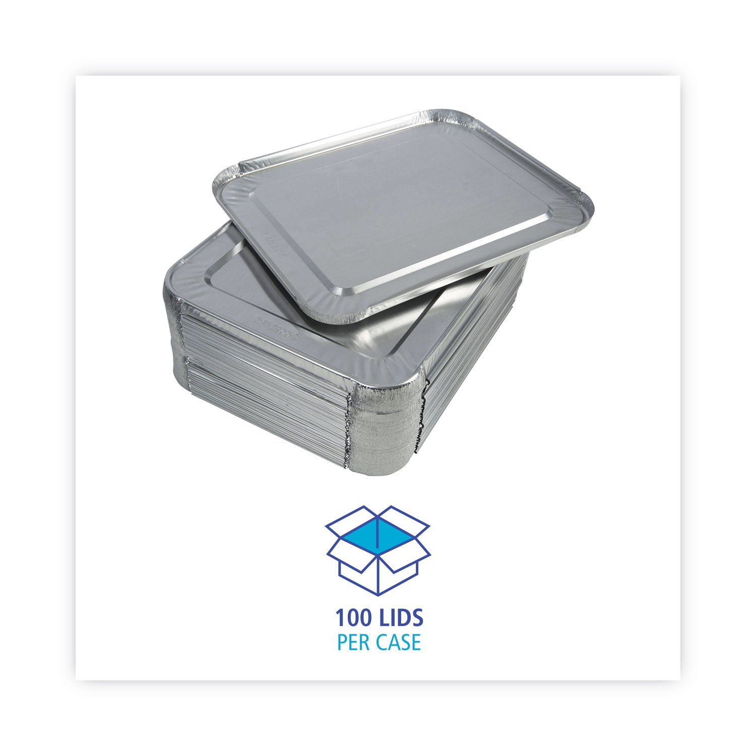 Boardwalk® Aluminum Steam Table Pan Lids, Fits Half-Size Deep Pan, 290 Gauge, 0.63" Deep, 10.5 x 12.81, 100/Carton