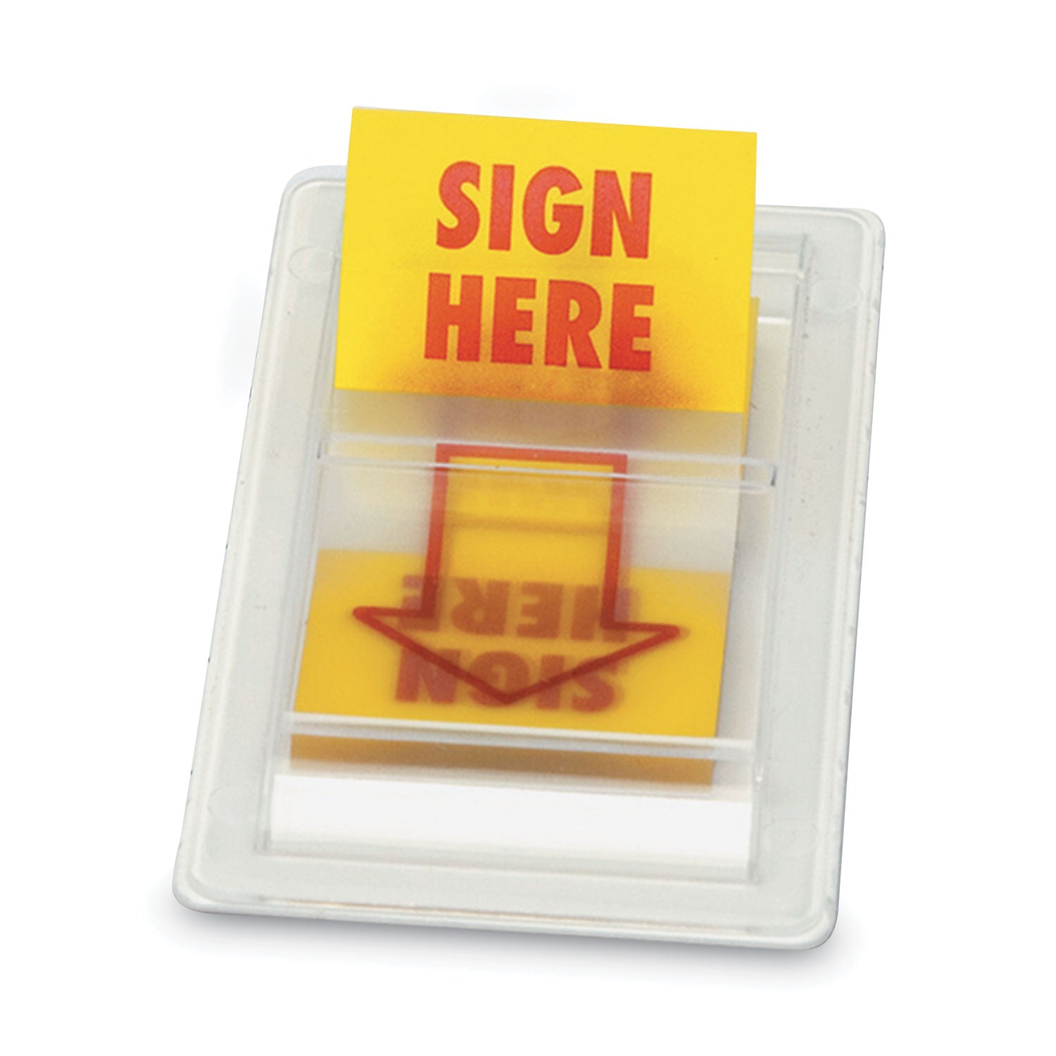 Universal® Arrow Page Flags, "Sign Here", Yellow/Red, 50 Flags/Dispenser, 2 Dispensers/Pack