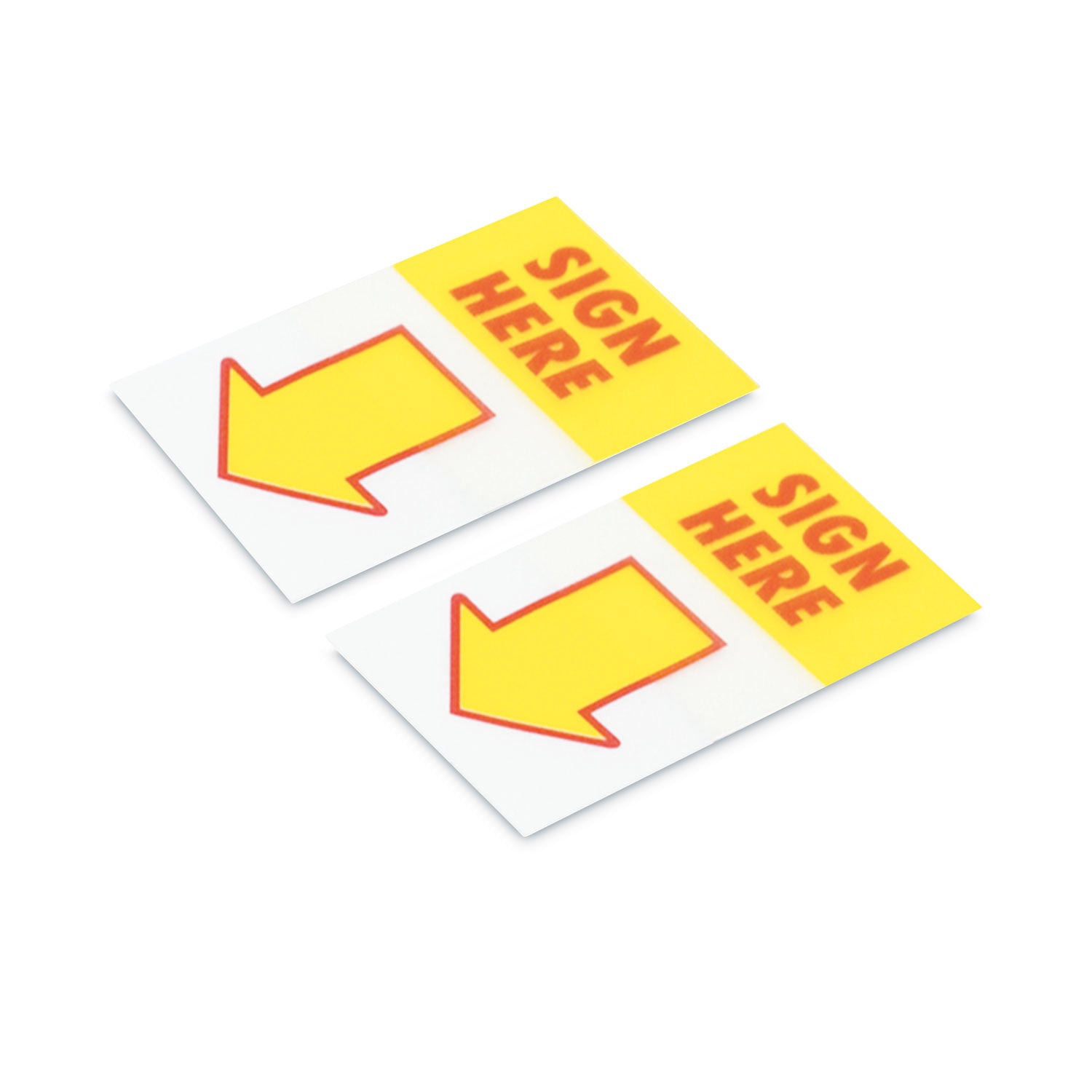 Universal® Arrow Page Flags, "Sign Here", Yellow/Red, 50 Flags/Dispenser, 2 Dispensers/Pack