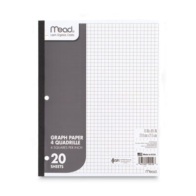 Mead® Graph Paper Tablet, 3-Hole, 8.5 x 11, Quadrille: 4 sq/in, 20 Sheets/Pad, 12 Pads/Pack Flipcost Flipcost