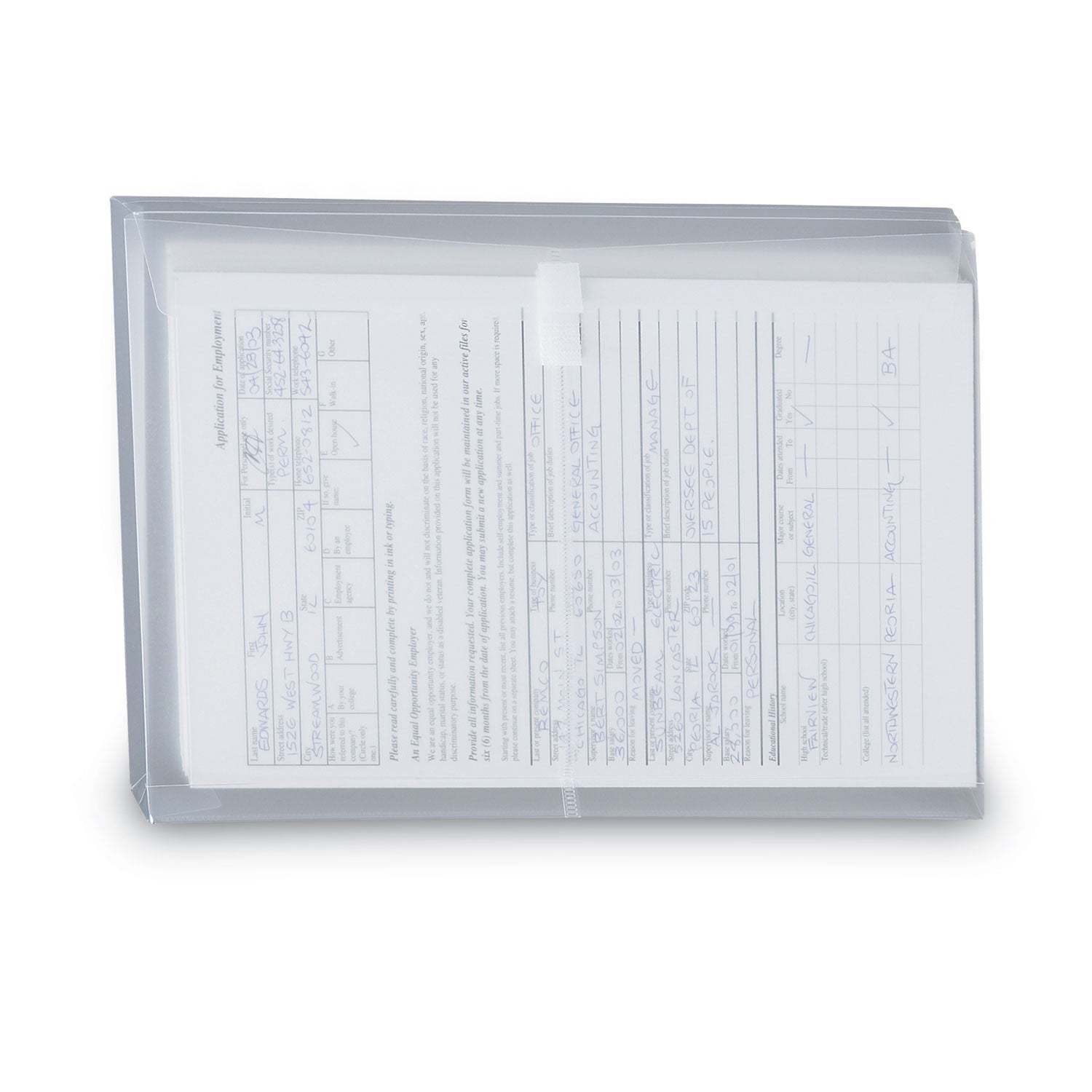 Smead™ Poly Side-Load Envelopes, Fold-Over Closure, 9.75 x 11.63, Clear, 5/Pack