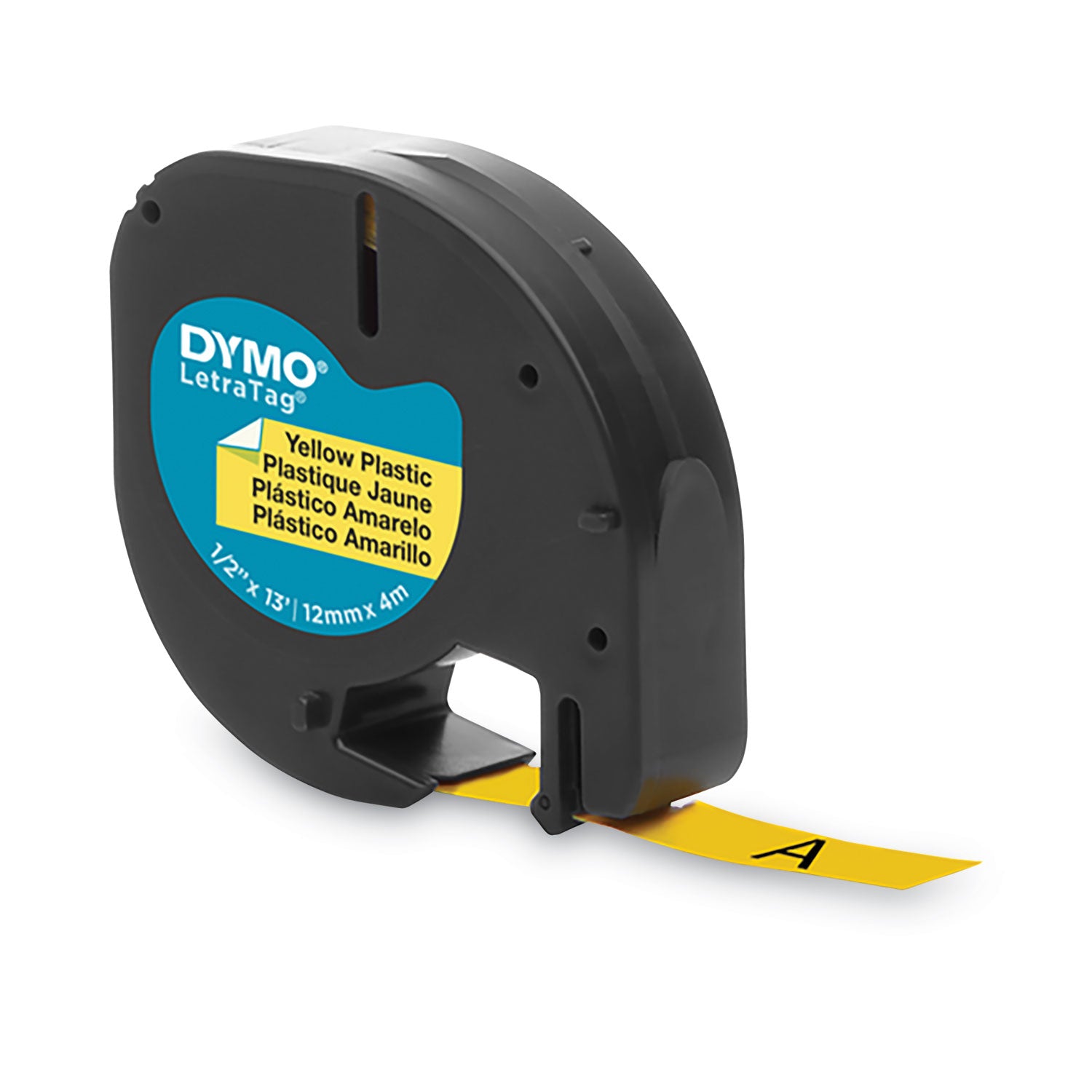 DYMO® LetraTag Plastic Label Tape Cassette, 0.5" x 13 ft, Yellow