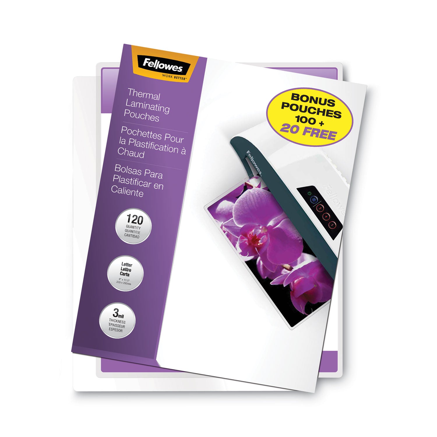 ImageLast Laminating Pouches with UV Protection, 3 mil, 9" x 11.5", Clear, 120/Pack Fellowes® Flipcost