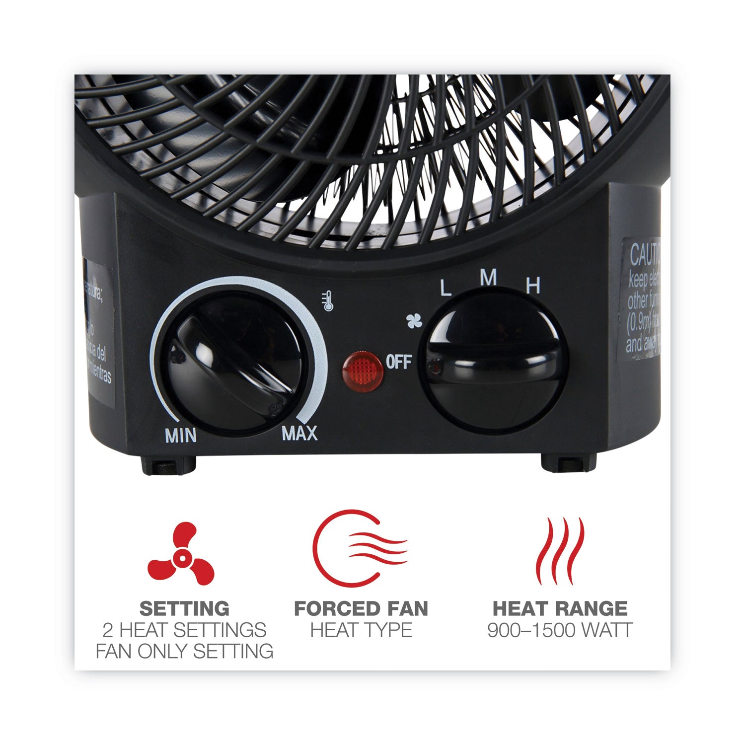 Alera® Heater Fan, 1,500 W, 8.25 x 4.37 x 9.5, Black