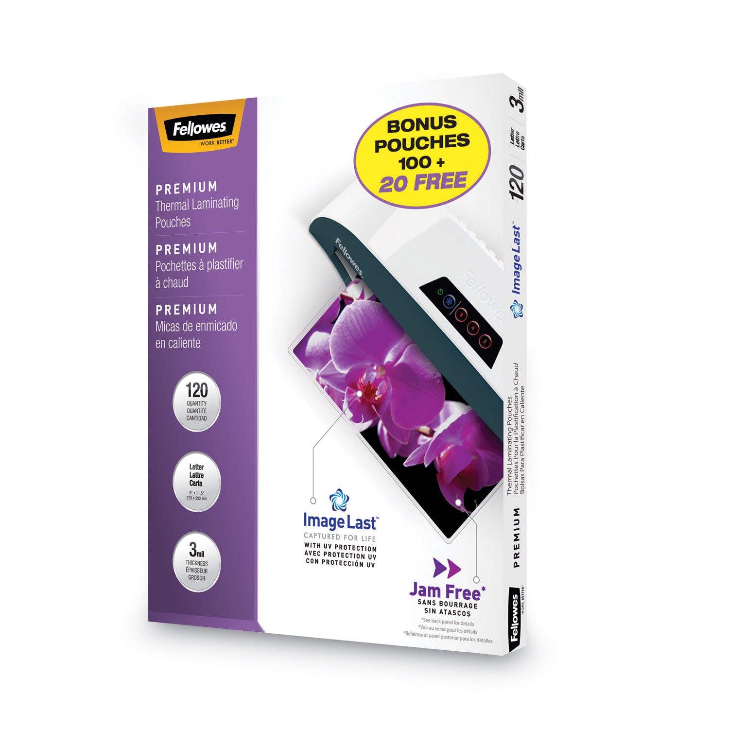 ImageLast Laminating Pouches with UV Protection, 3 mil, 9" x 11.5", Clear, 120/Pack Fellowes® Flipcost