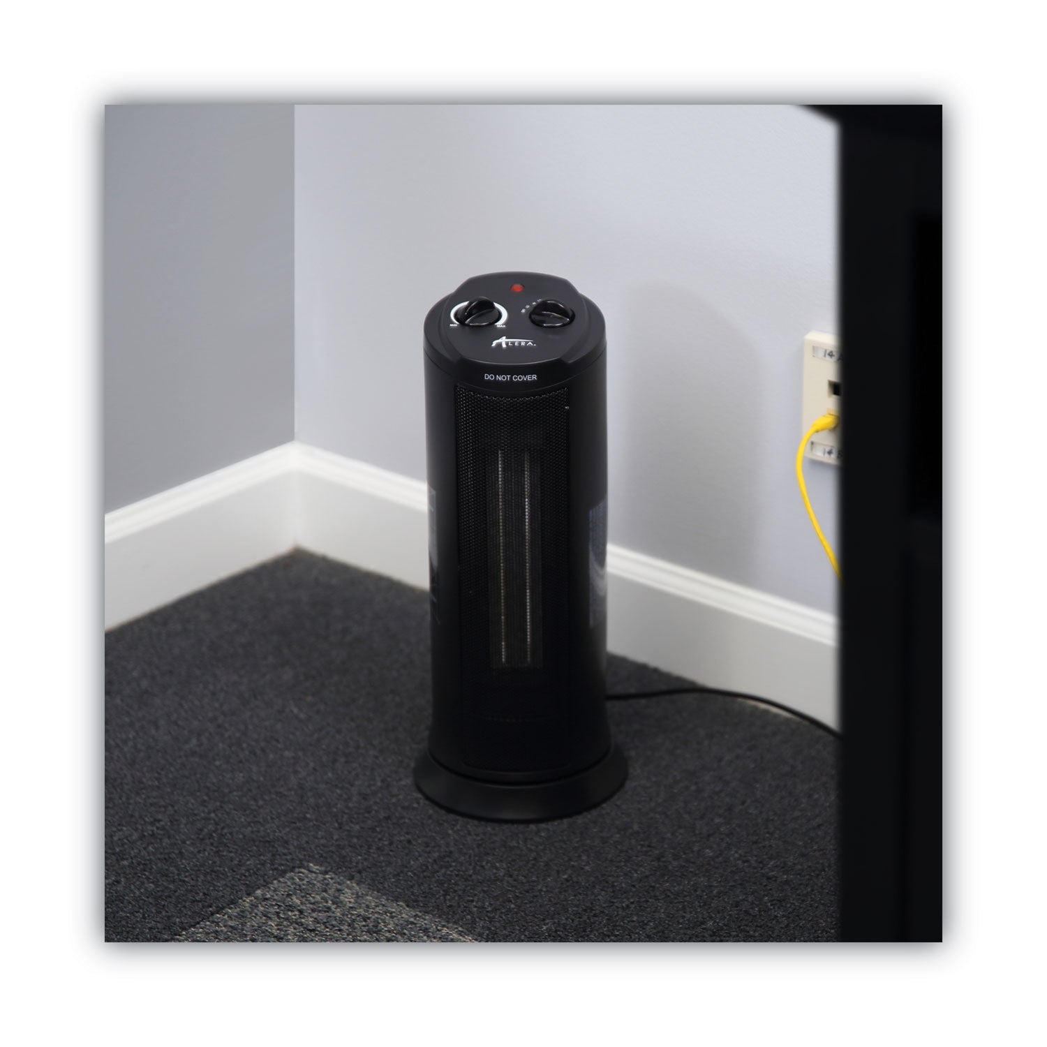 Alera® Mini Tower Ceramic Heater, 1,500 W, 7.37 x 7.37 x 17.37, Black