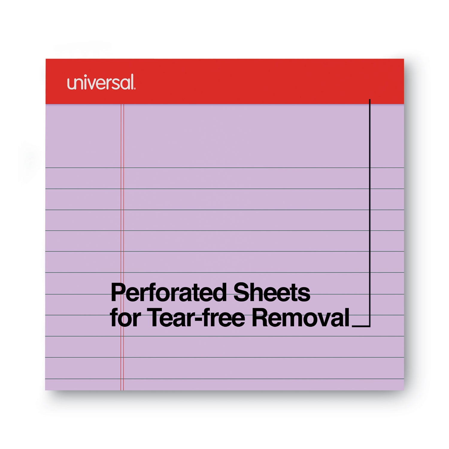 Universal® Colored Perforated Ruled Writing Pads, Wide/Legal Rule, 50 Orchid 8.5 x 11 Sheets, Dozen