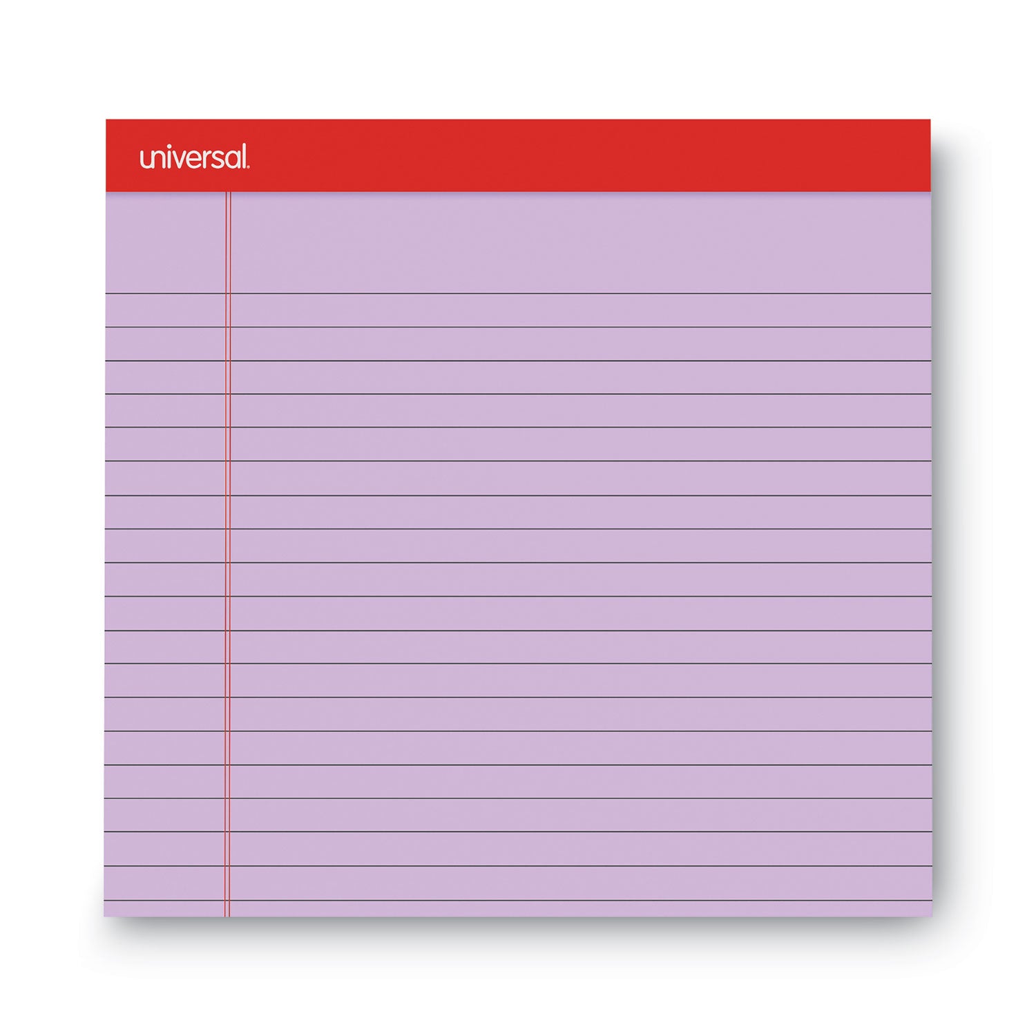 Universal® Colored Perforated Ruled Writing Pads, Wide/Legal Rule, 50 Orchid 8.5 x 11 Sheets, Dozen