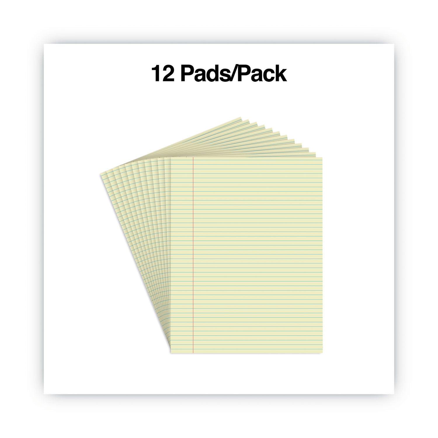 Universal® Glue Top Pads, Narrow Rule, 50 Canary-Yellow 8.5 x 11 Sheets, Dozen