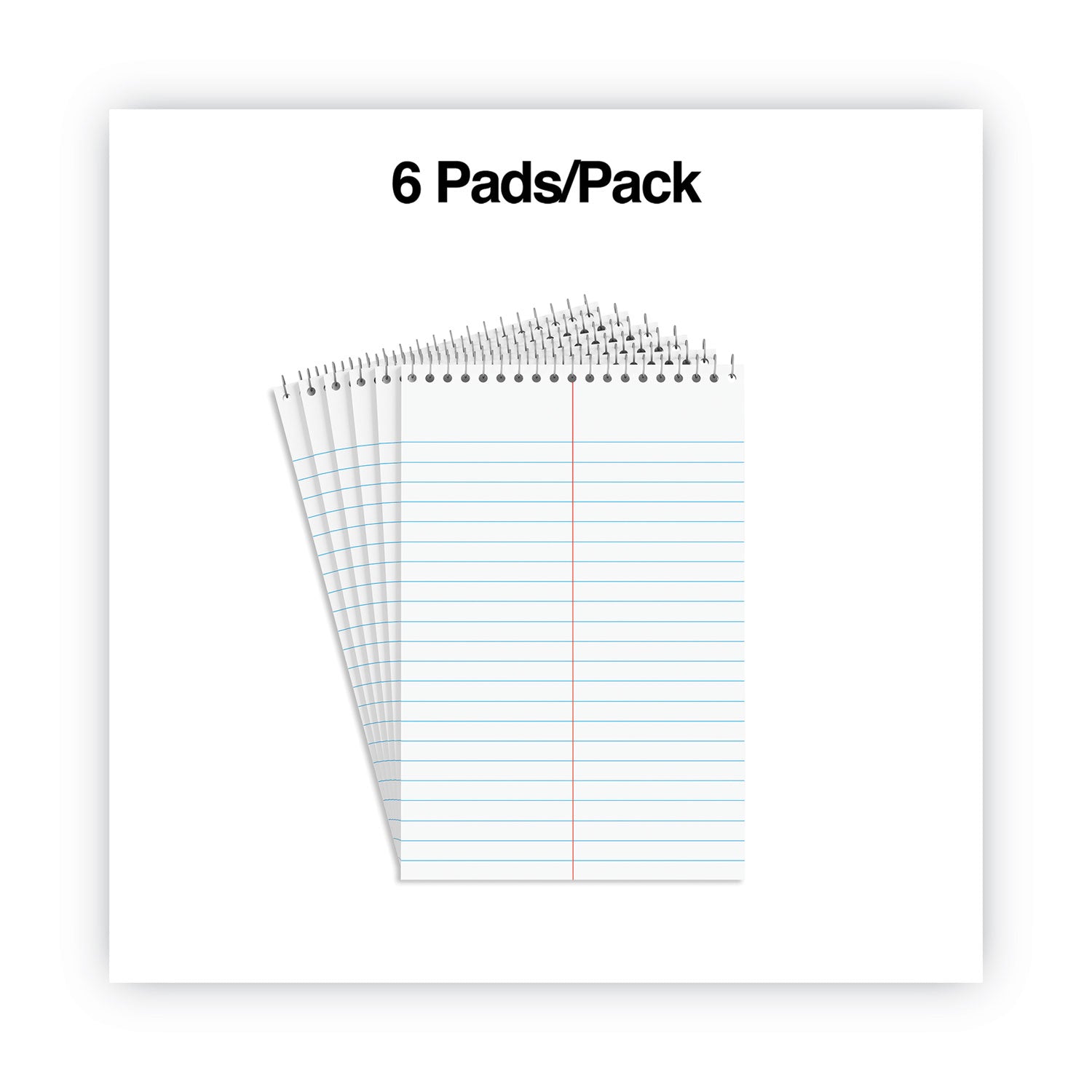 Universal® Steno Pads, Gregg Rule, Red Cover, 80 White 6 x 9 Sheets, 6/Pack