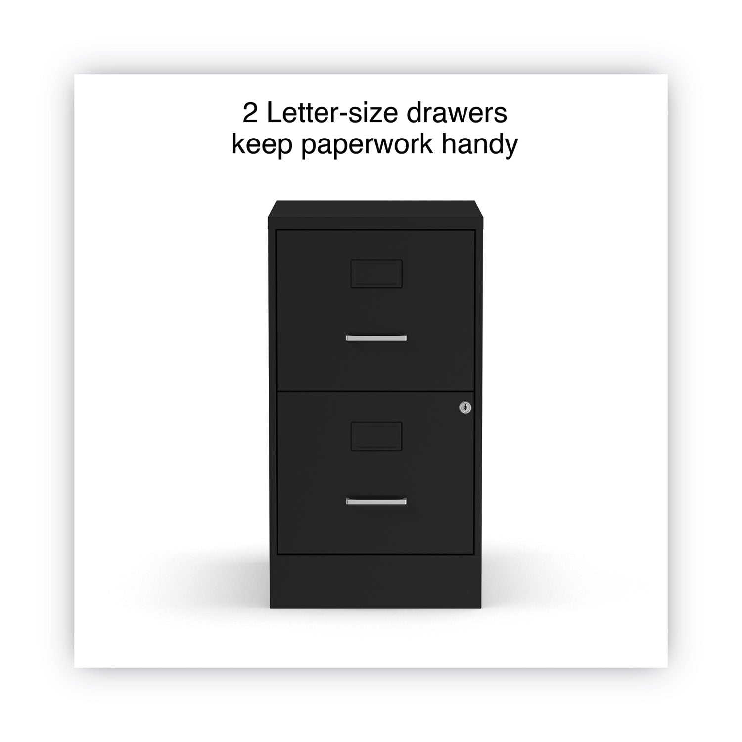 Alera® Soho Vertical File Cabinet, 2 Drawers: File/File, Letter, Black, 14" x 18" x 24.1"