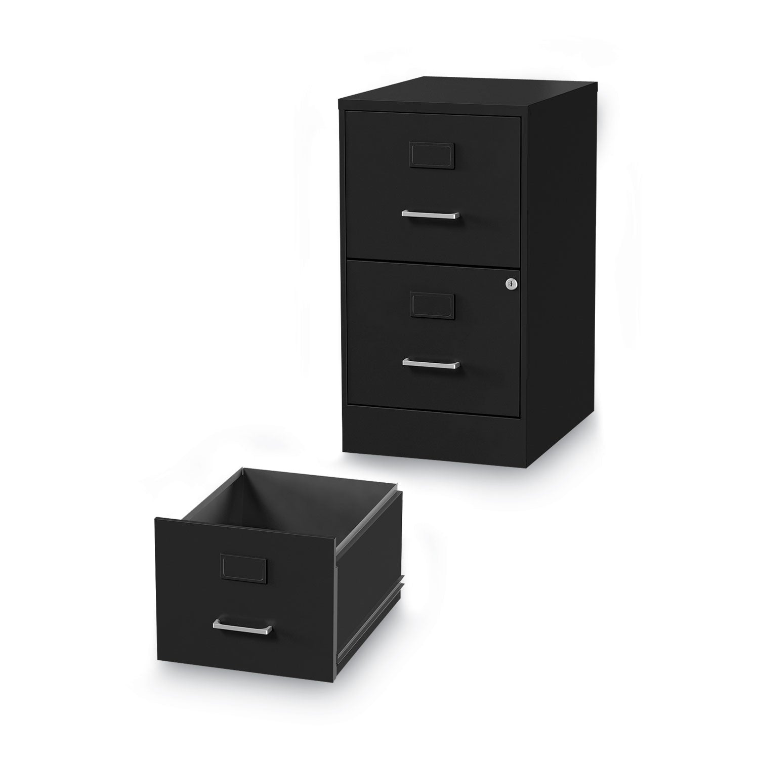 Alera® Soho Vertical File Cabinet, 2 Drawers: File/File, Letter, Black, 14" x 18" x 24.1"