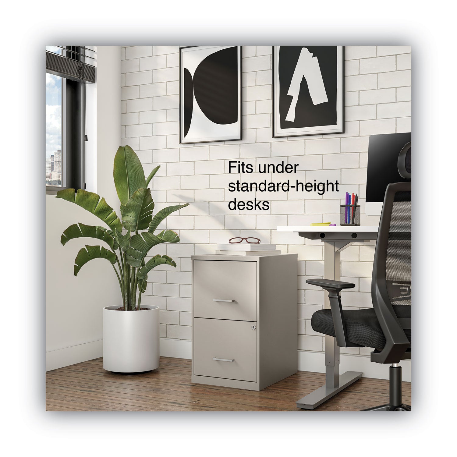 Alera® Soho Vertical File Cabinet, 2 Drawers: File/File, Letter, Putty, 14" x 18" x 24.1"