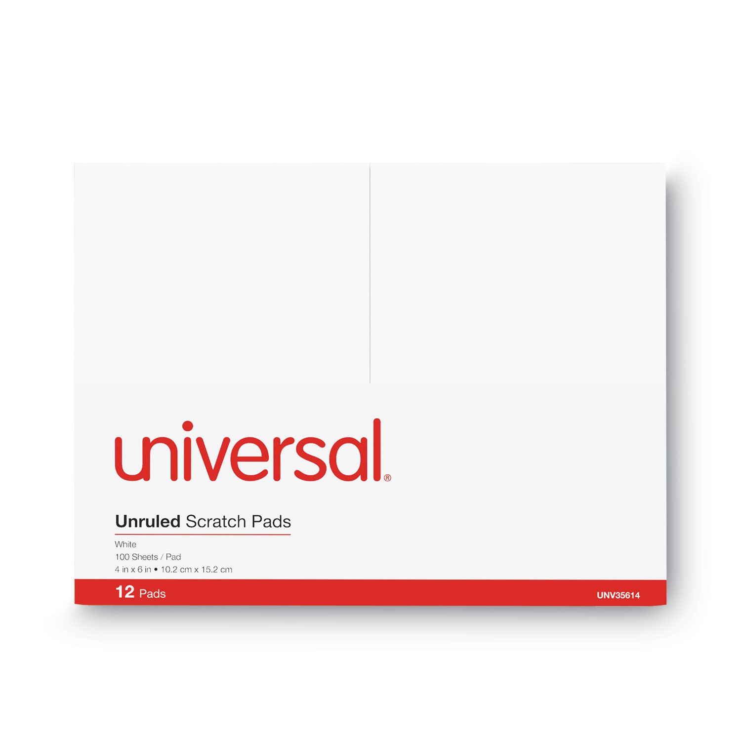 Universal® Scratch Pads, Unruled, 4 x 6, White, 100 Sheets, 12/Pack