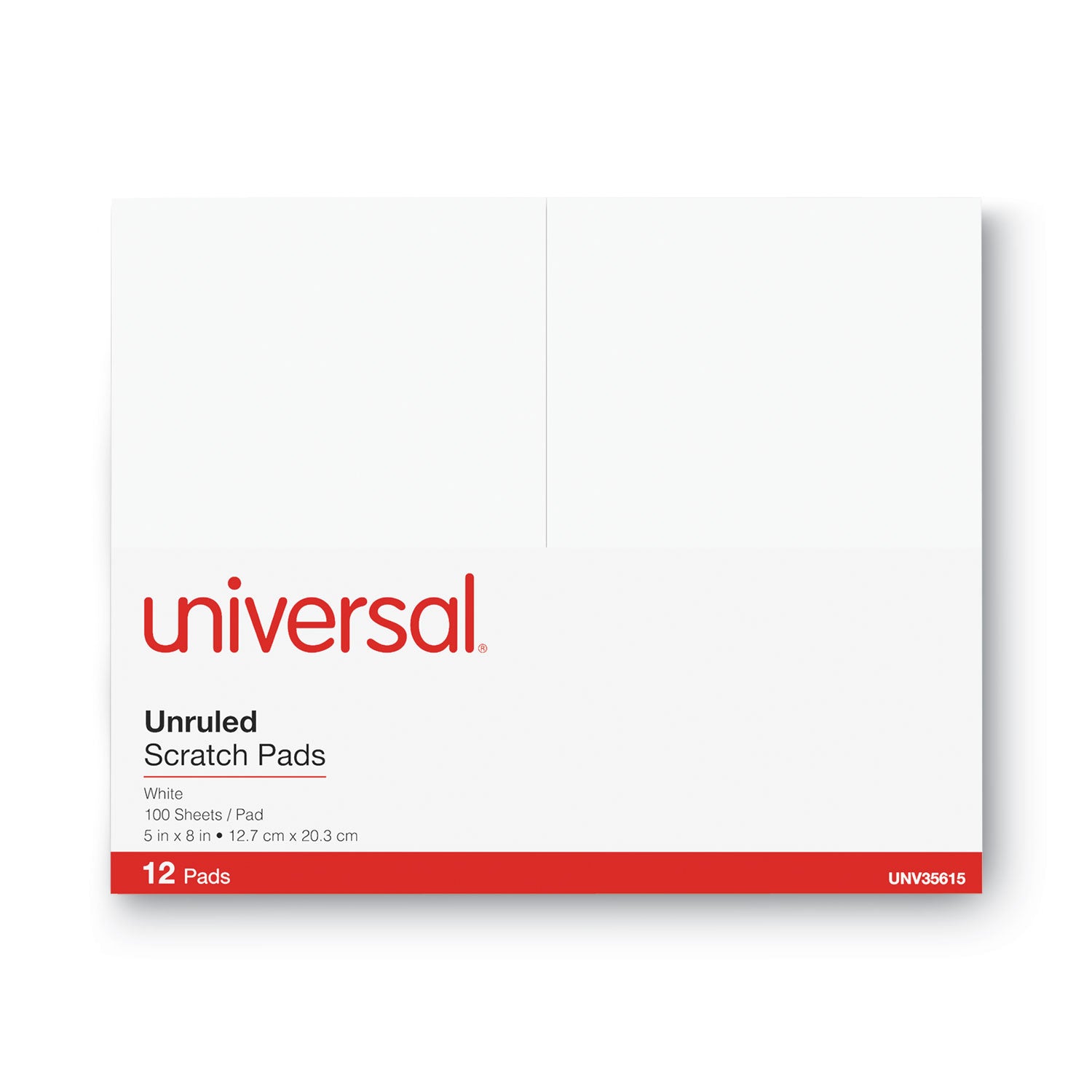 Universal® Scratch Pads, Unruled, 5 x 8, White, 100 Sheets, 12/Pack