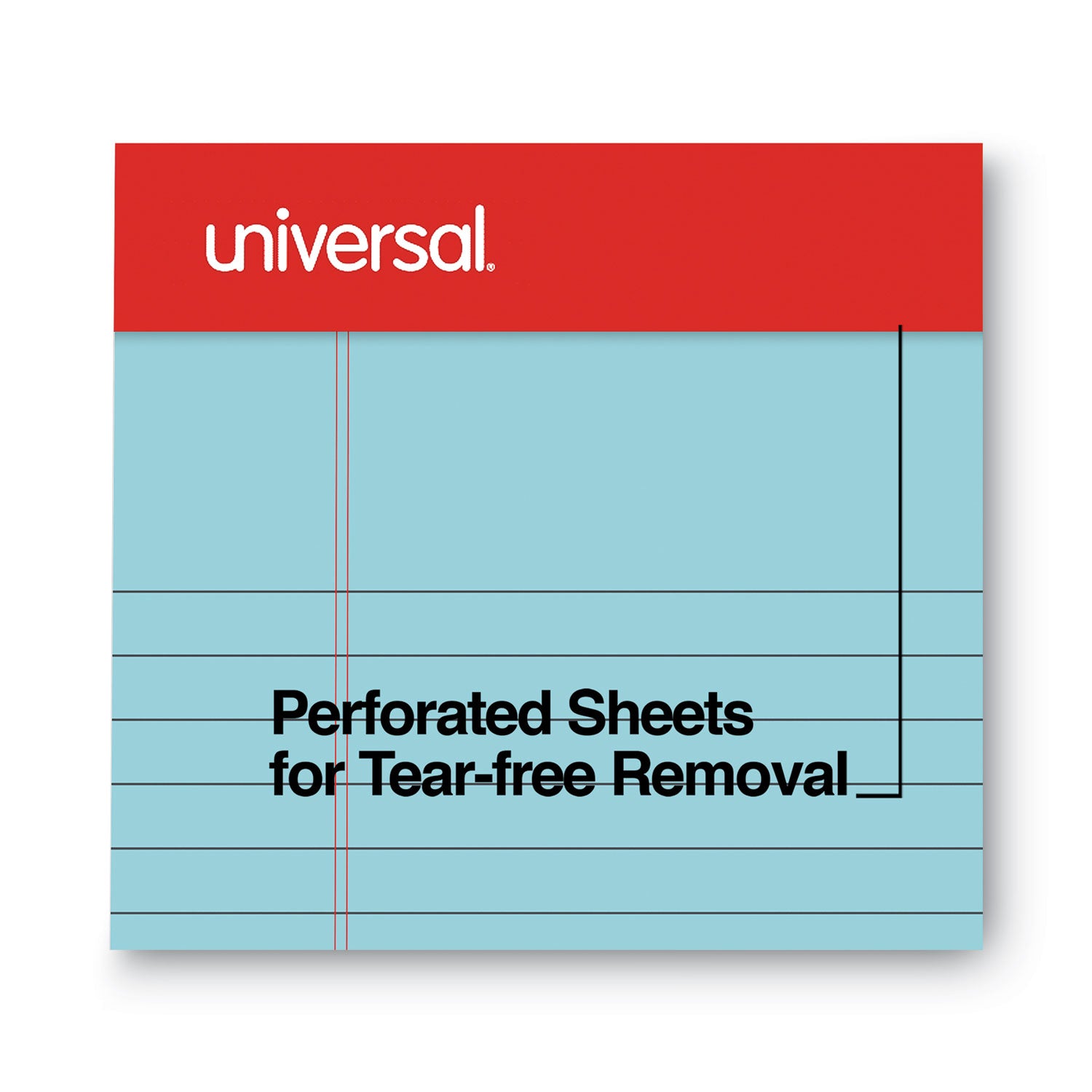 Universal® Colored Perforated Ruled Writing Pads, Narrow Rule, 50 Blue 5 x 8 Sheets, Dozen