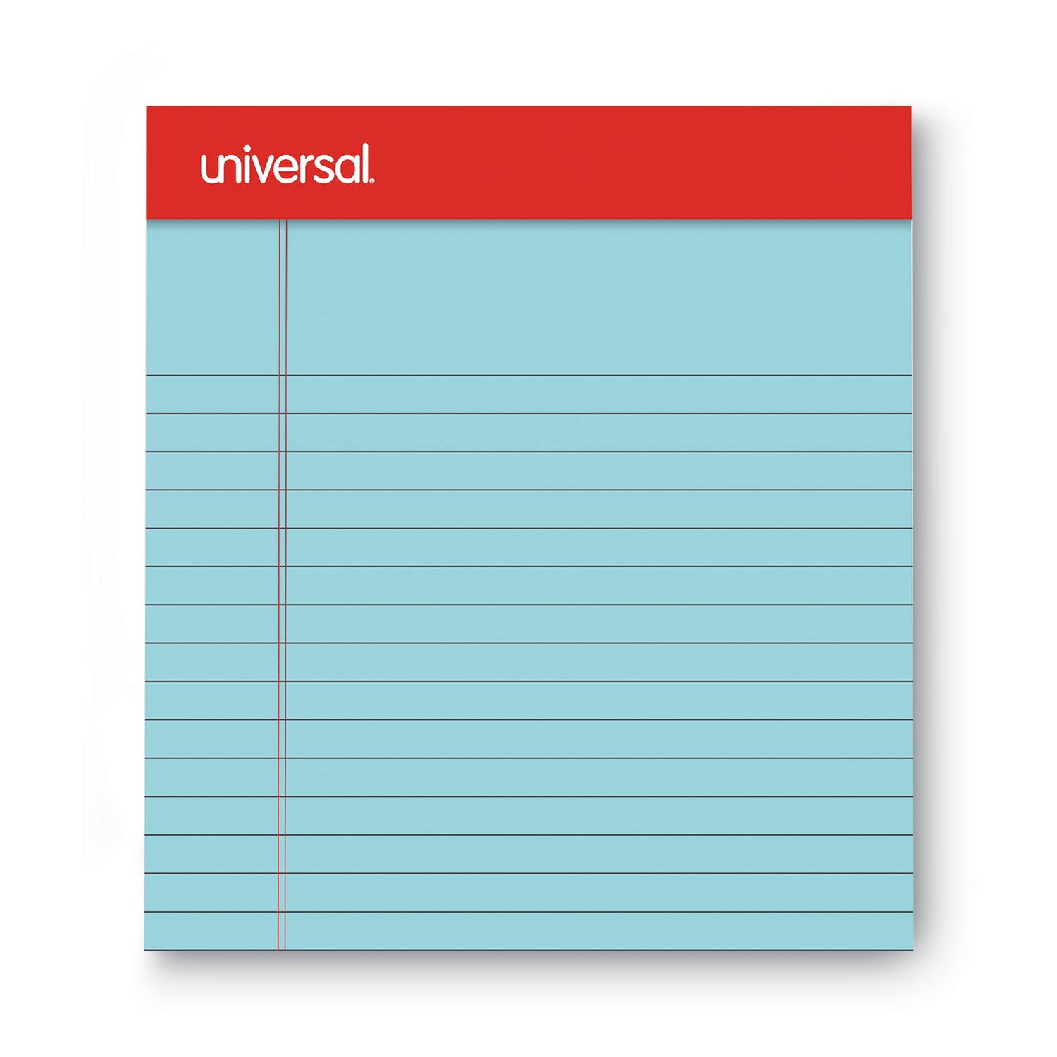 Universal® Colored Perforated Ruled Writing Pads, Narrow Rule, 50 Blue 5 x 8 Sheets, Dozen