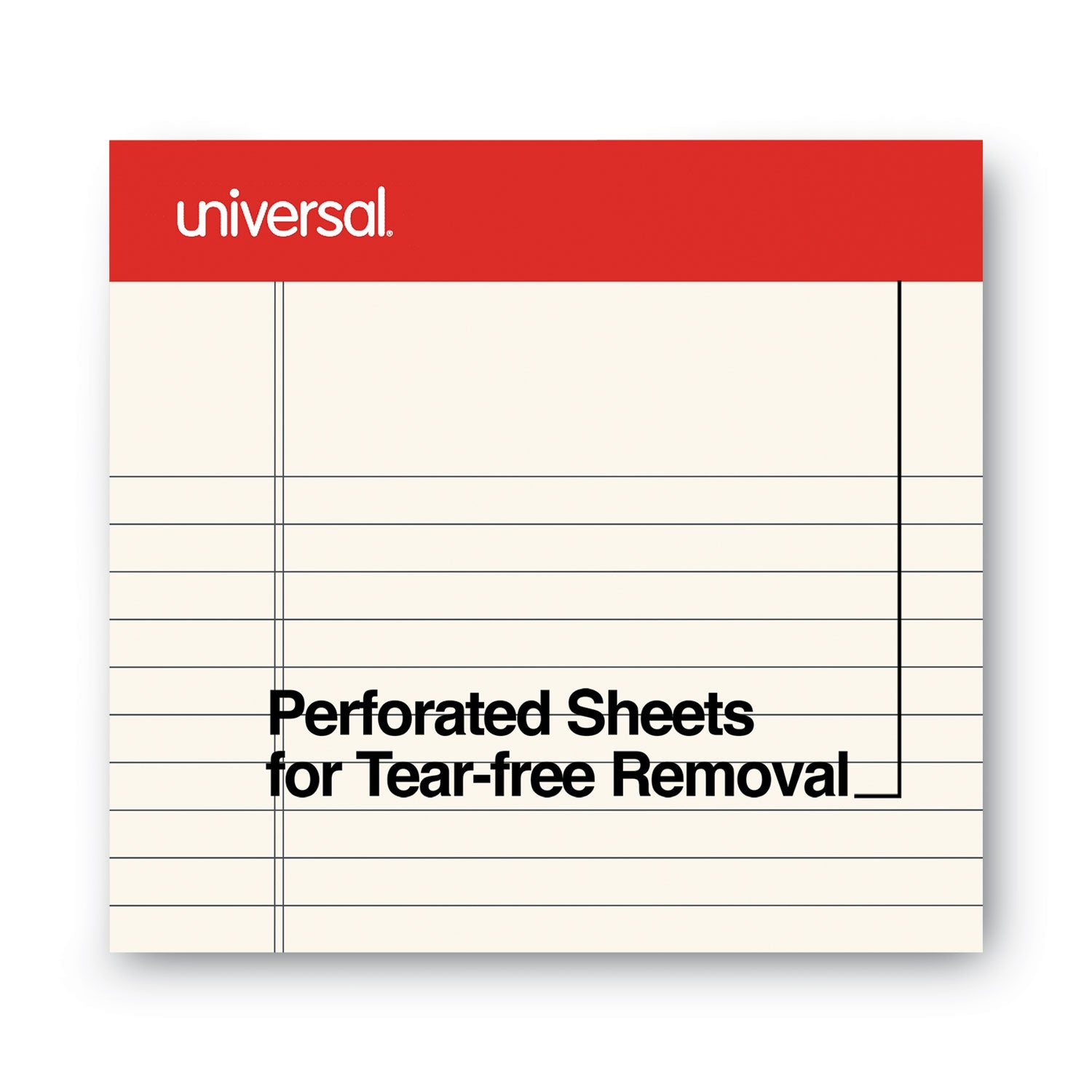 Universal® Colored Perforated Ruled Writing Pads, Narrow Rule, 50 Ivory 5 x 8 Sheets, Dozen