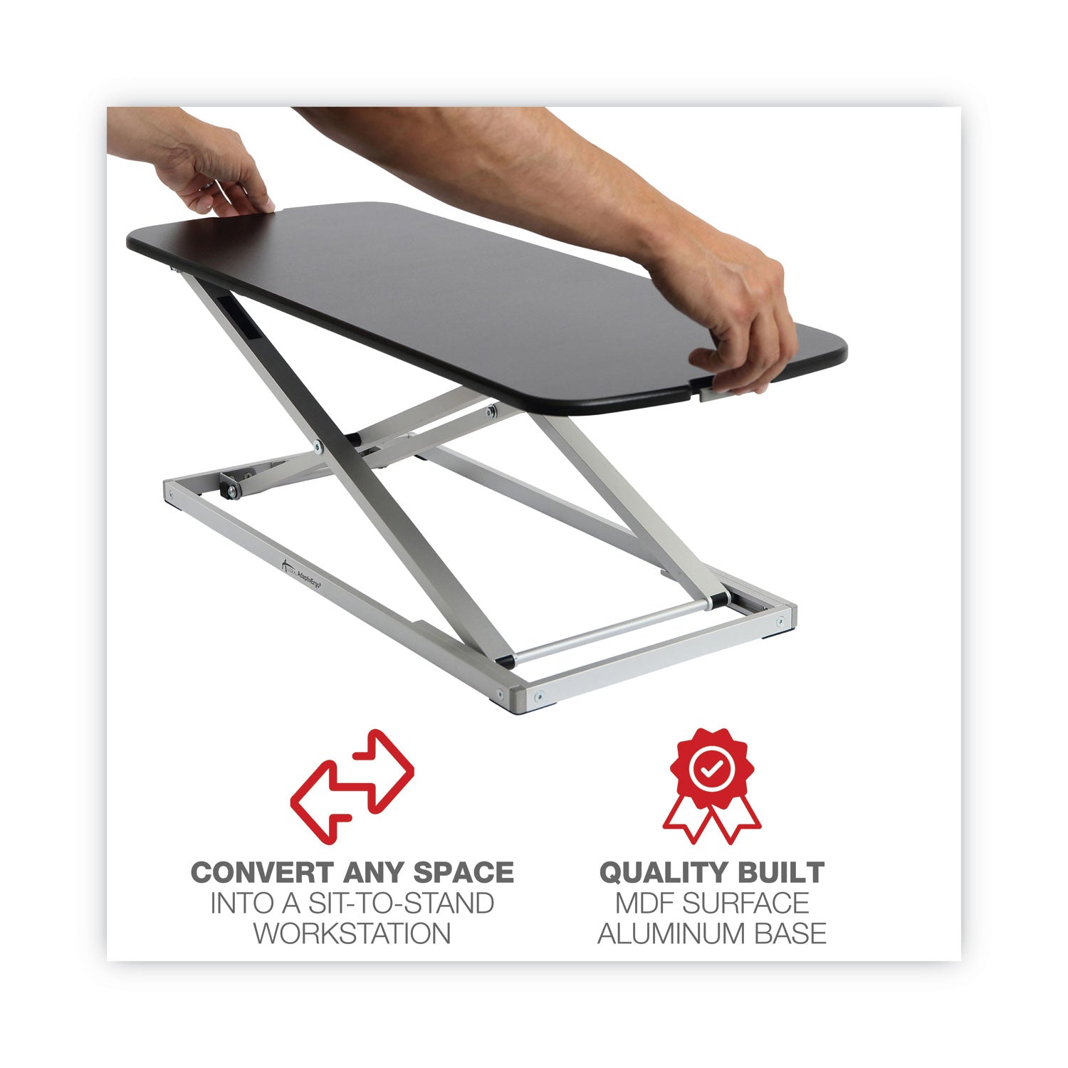 Alera® AdaptivErgo Laptop Lifting Workstation, 31.25" x 12.63" x 1.38" to 16", Black/Silver