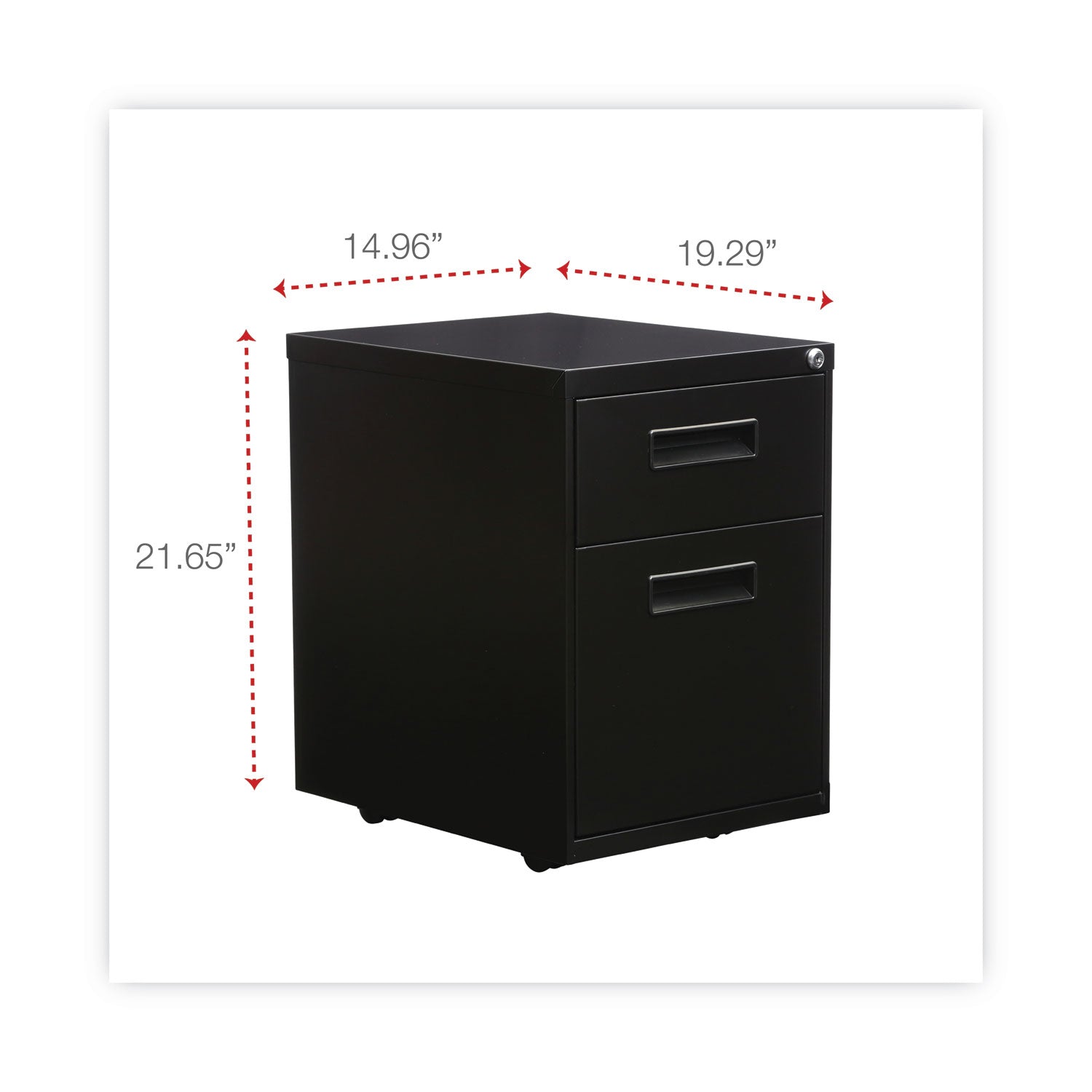 Alera® File Pedestal, Left or Right, 2-Drawers: Box/File, Legal/Letter, Black, 14.96" x 19.29" x 21.65"