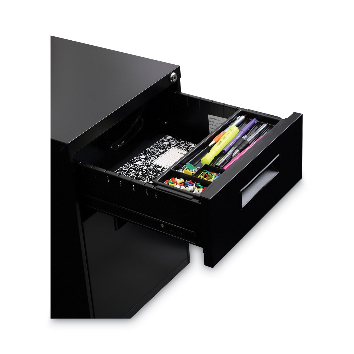 Alera® File Pedestal, Left or Right, 2-Drawers: Box/File, Legal/Letter, Black, 14.96" x 19.29" x 21.65"